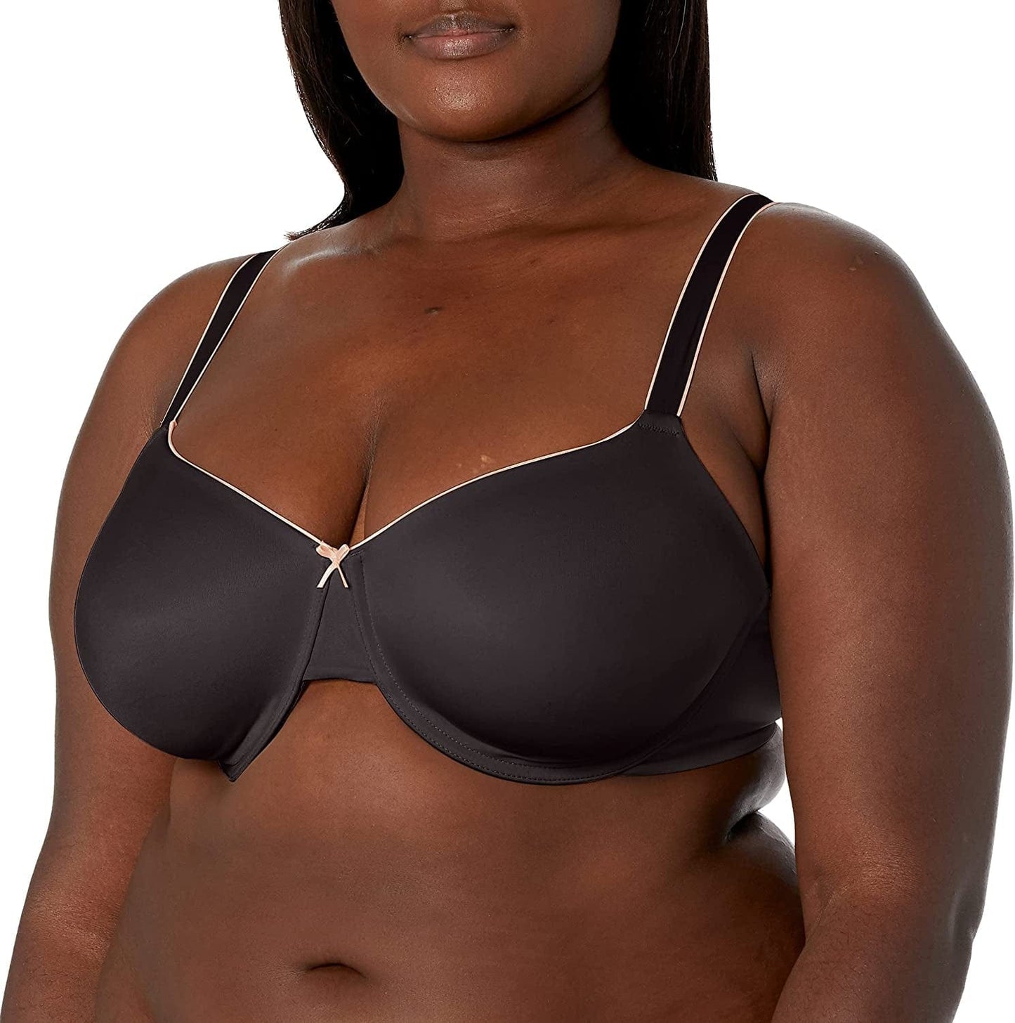 Bali Passion for Comfort Underwire Bra with Full-Coverage, Light Lift Back Smoothing Shapewear Bra for Everyday Wear Black/Nude / 44D