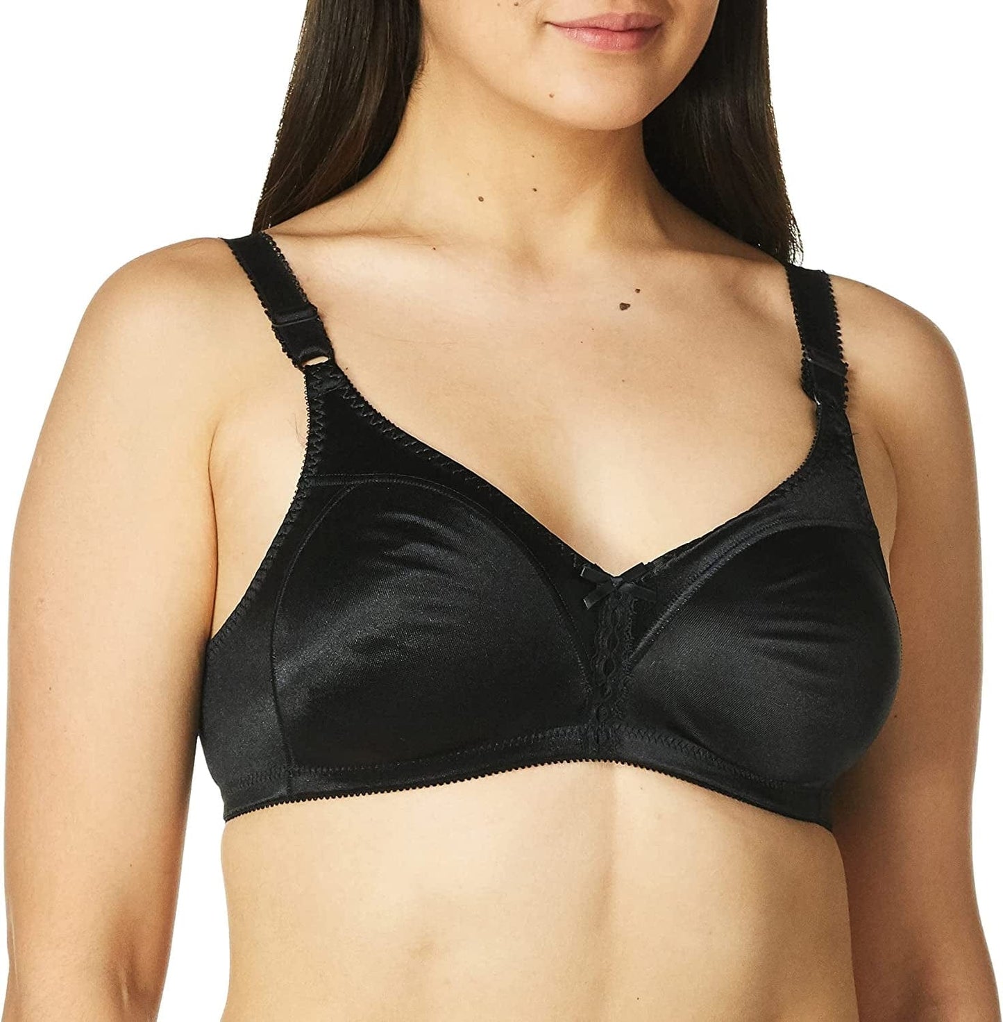 Bali Wireless Bra, Our Bestselling Wirefree Moisture-Wicking Bra, Double Support Satin Full-Coverage Wireless Bra Black / 36D