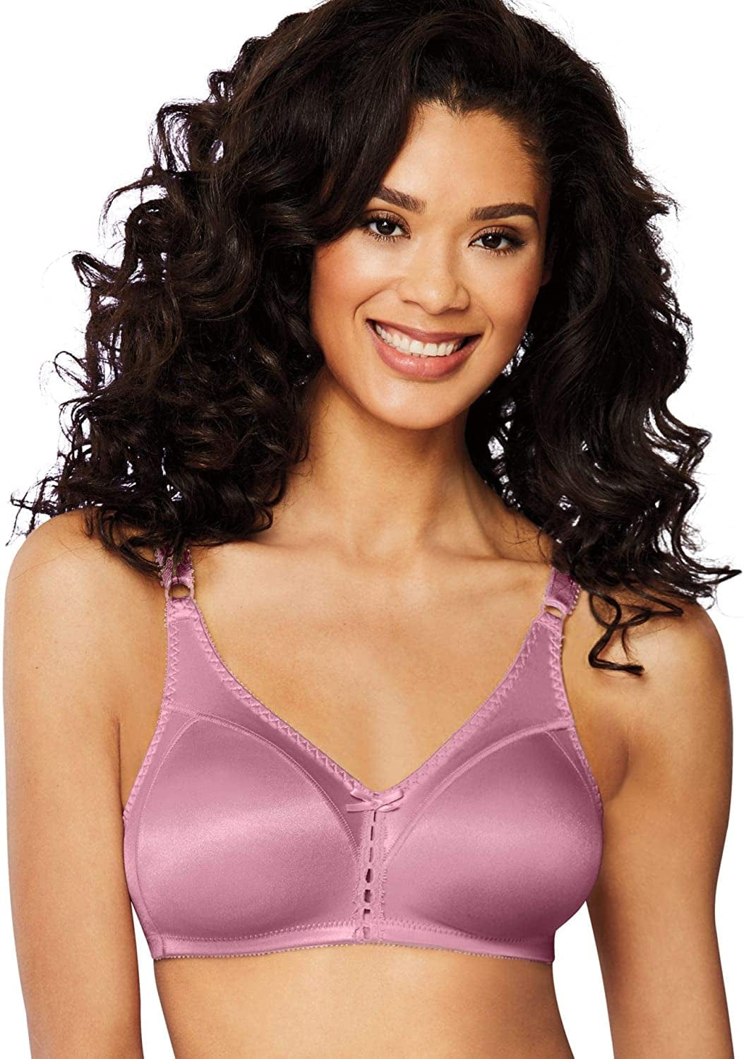 Bali Wireless Bra, Our Bestselling Wirefree Moisture-Wicking Bra, Double Support Satin Full-Coverage Wireless Bra Greenhouse Lavender / 36B