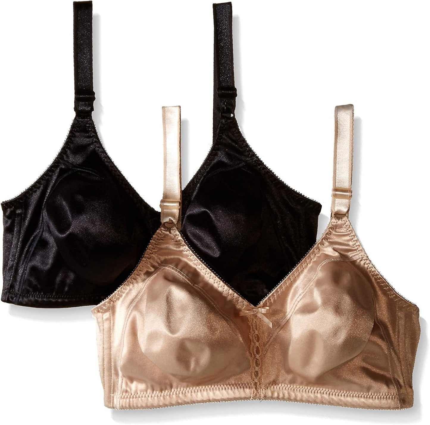 Bali Women'S Double-Support Wire Free Bra #3820 Nude/Black, 2 Pack / 40D