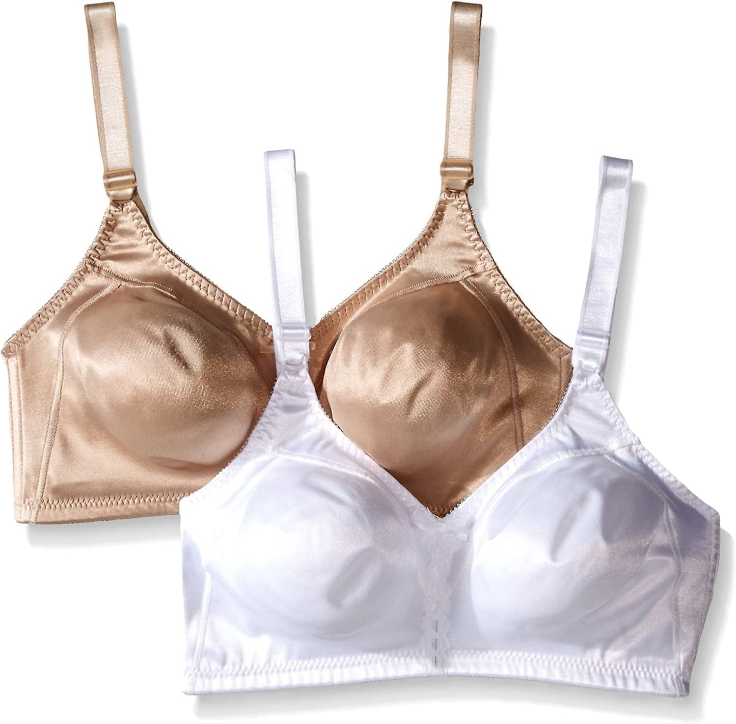 Bali Women'S Double-Support Wire Free Bra #3820 White/Nude, 2 Pack / 40D