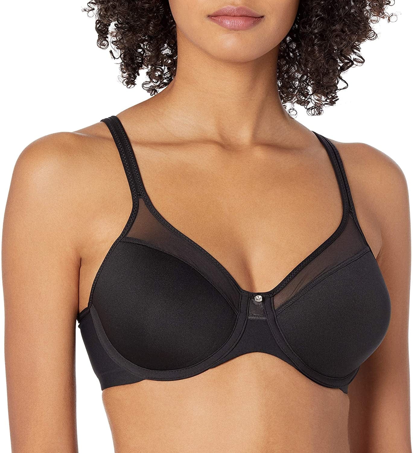 Bali Womens One Smooth U Underwire Bra, Ultra Light T-Shirt Bra with Stay-In-Place Straps Black / 42D