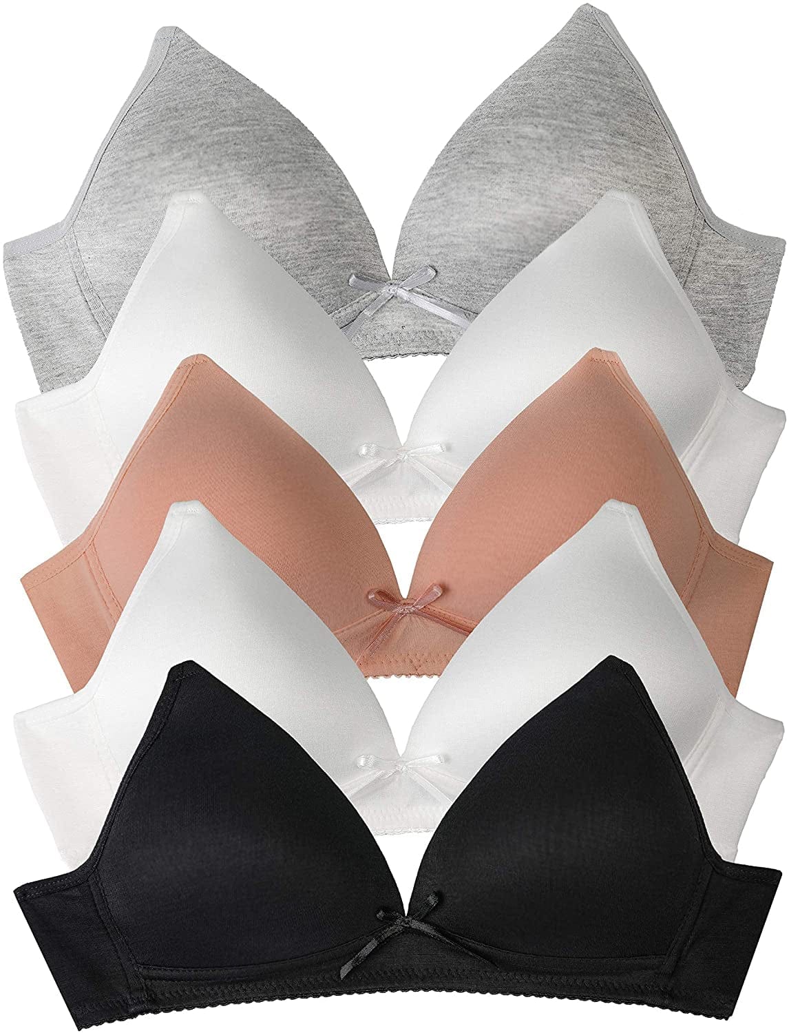 Barbra Lingerie Big Girls Bras for Teen Girl Wireless Molded Padded Juniors Training Bra 5 Pack Assorted Colors / (32) 32A