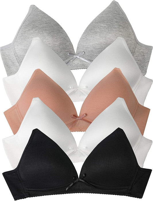 Barbra Lingerie Big Girls Bras for Teen Girl Wireless Molded Padded Juniors Training Bra 5 Pack Assorted Colors / (30) 30A