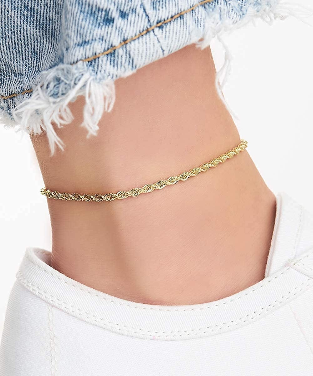 Barzel 18K Gold Plated Braided Rope Anklet for Women - Made in Brazil Apparel & Accessories > Jewelry > Anklets Barzel
