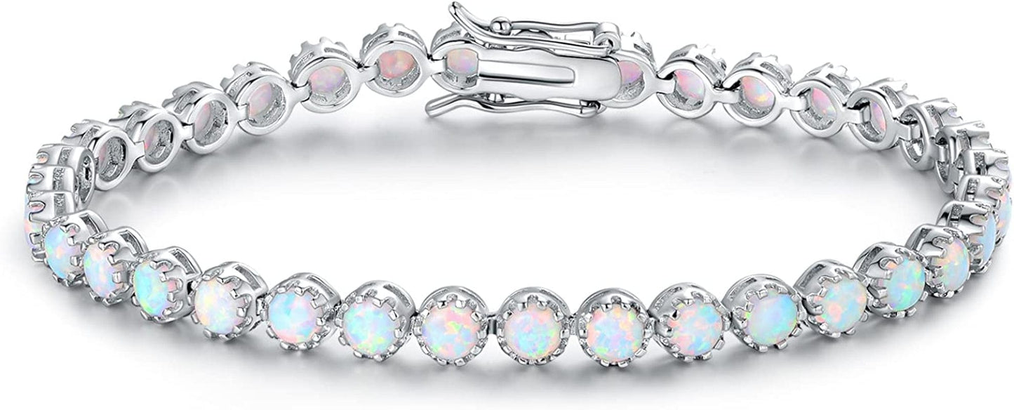 Barzel 18K Gold Plated Crown Created Opal Bracelet Tennis Apparel & Accessories > Jewelry > Bracelets Barzel Silver