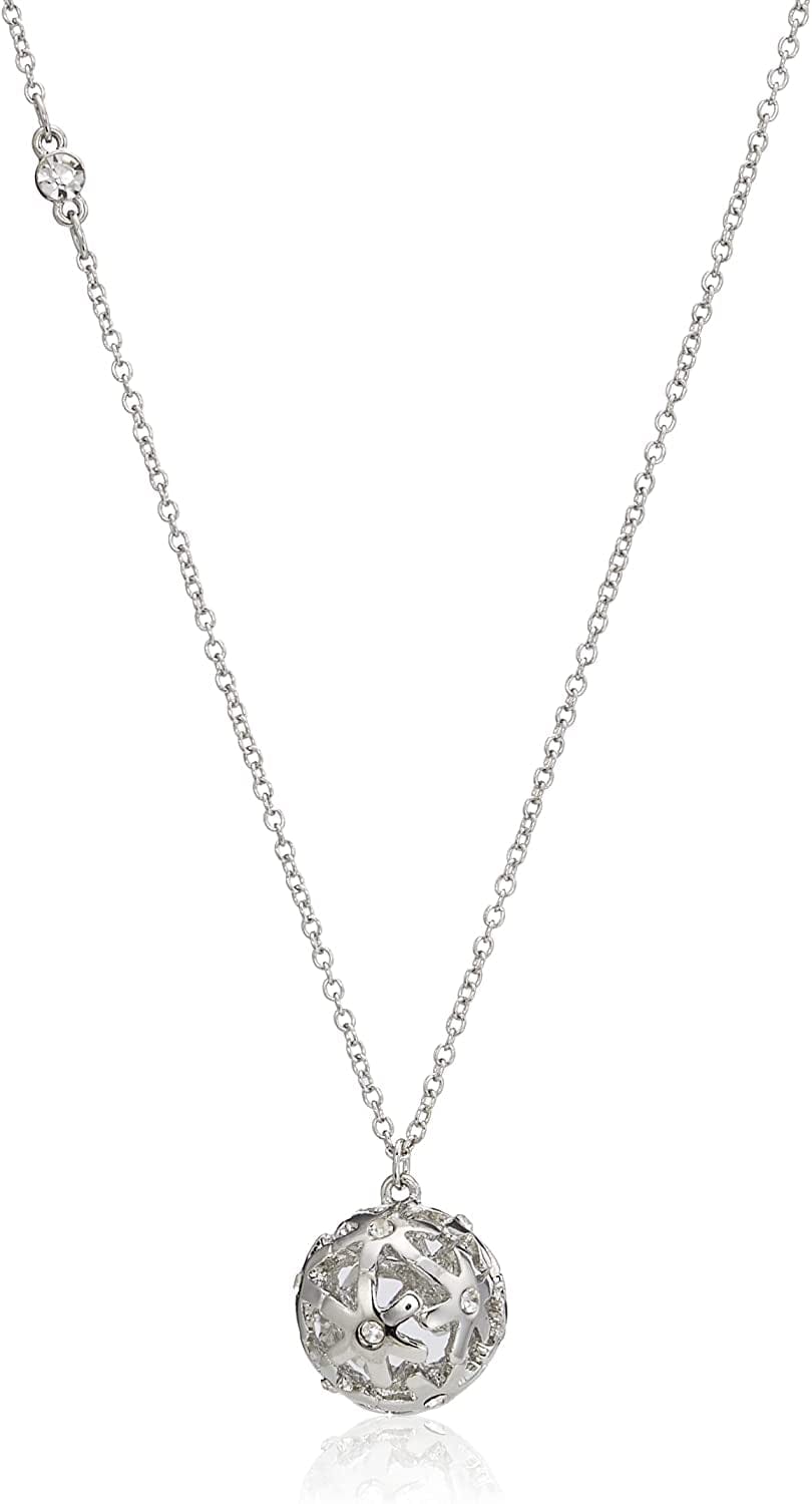 "Basic" Floral Ball Pendant Necklace Silver