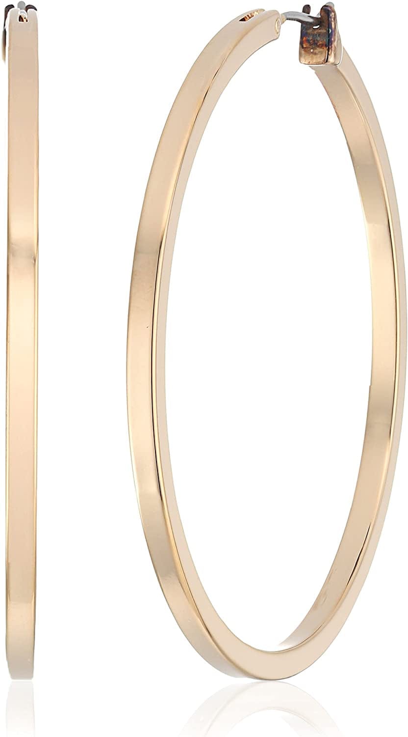 Basic Square Edge Hoop Earrings Gold