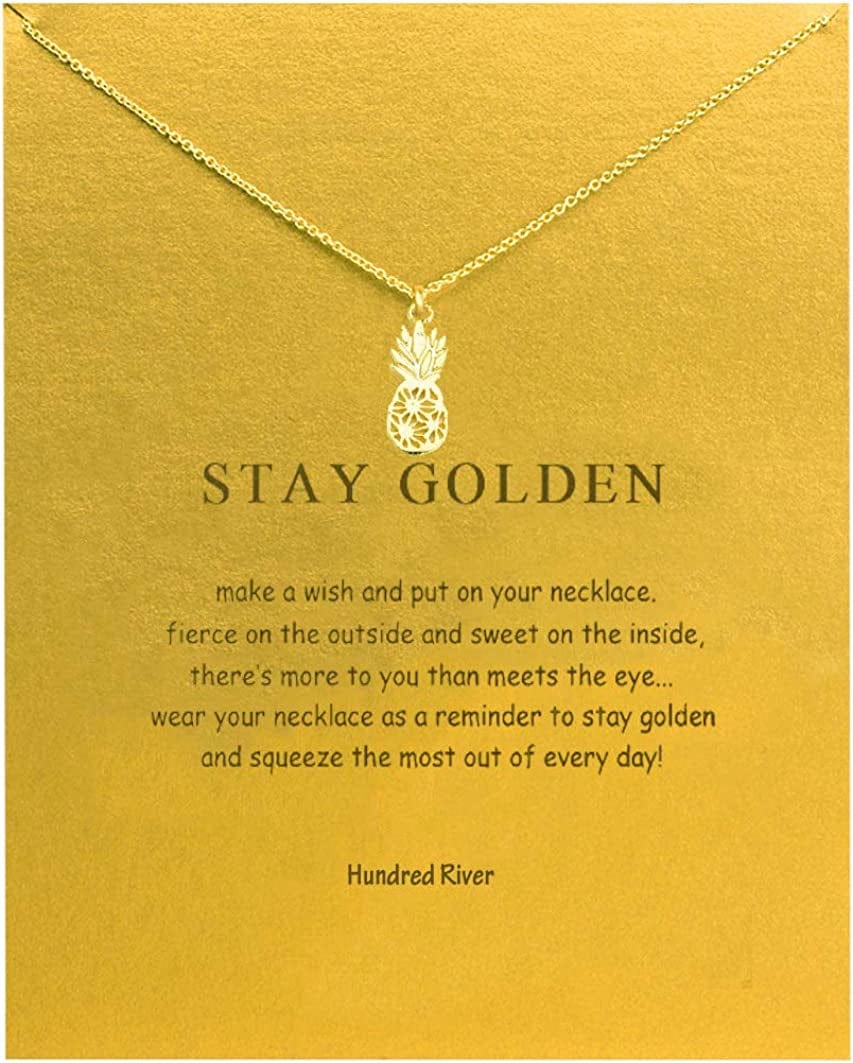 Baydurcan Friendship Anchor Compass Necklace Good Luck Elephant Pendant Chain Necklace with Message Card Gift Card gold pineapple