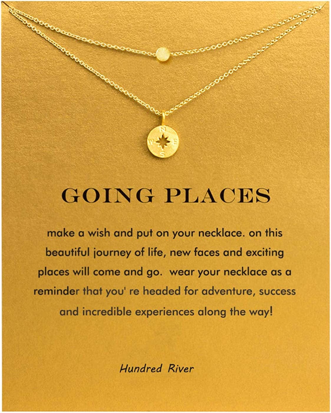 Baydurcan Friendship Anchor Compass Necklace Good Luck Elephant Pendant Chain Necklace with Message Card Gift Card gold compass style2