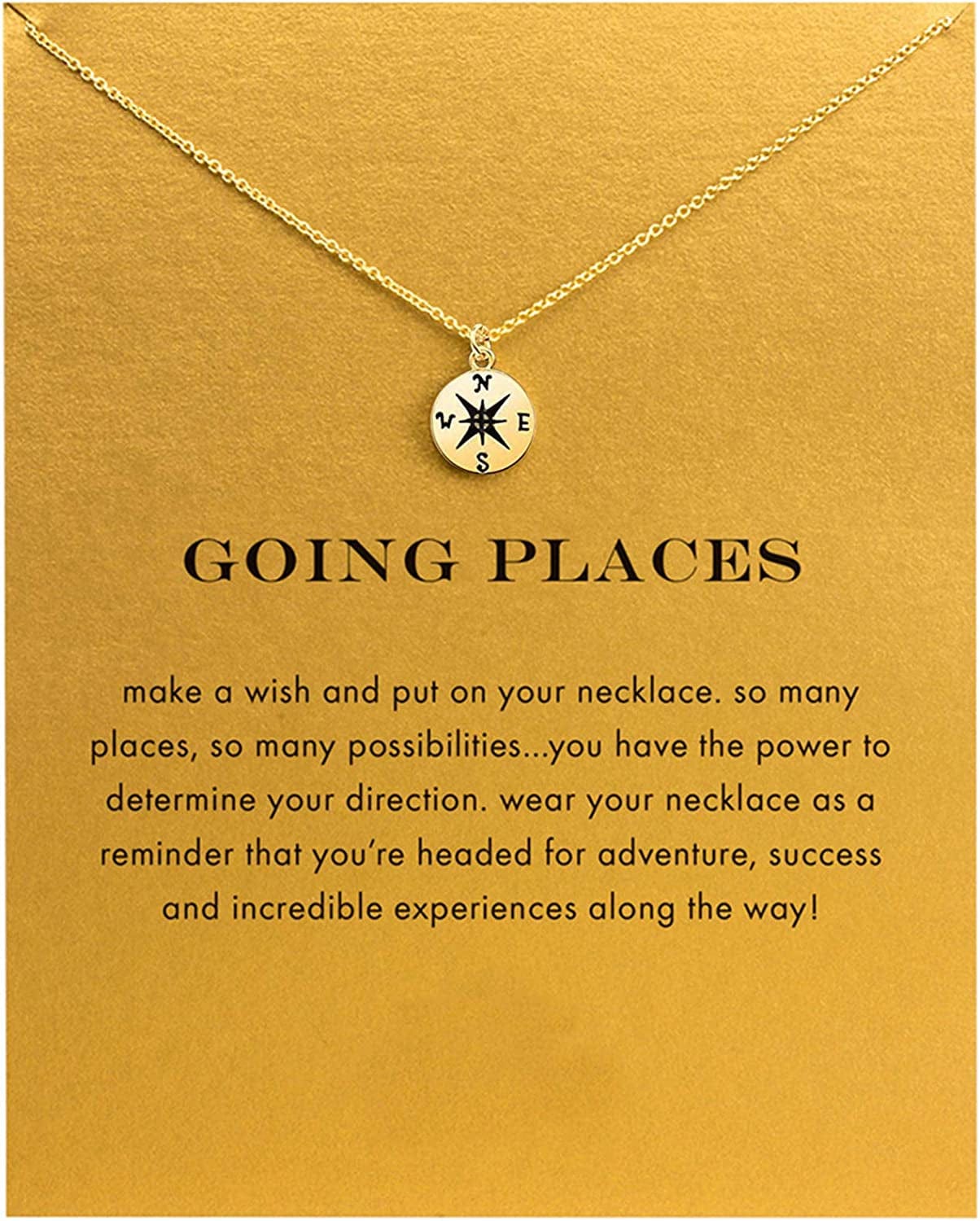 Baydurcan Friendship Anchor Compass Necklace Good Luck Elephant Pendant Chain Necklace with Message Card Gift Card gold compass style3