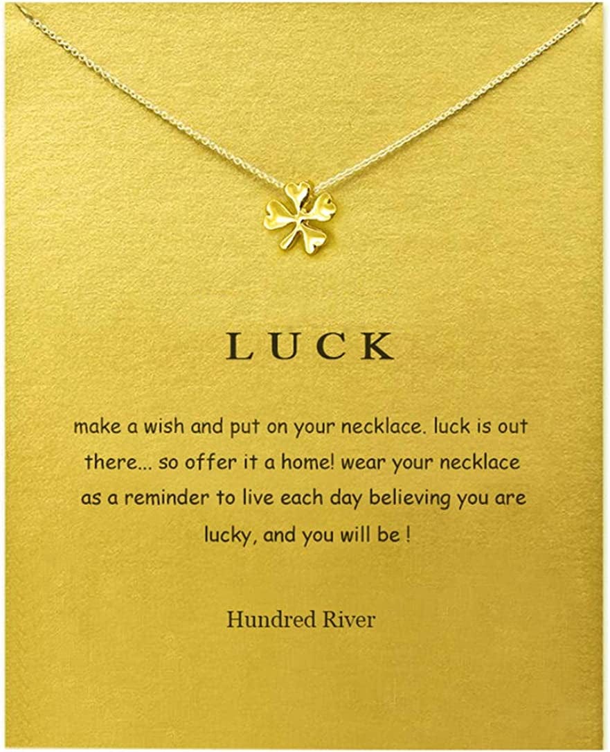 Baydurcan Friendship Anchor Compass Necklace Good Luck Elephant Pendant Chain Necklace with Message Card Gift Card gold clover