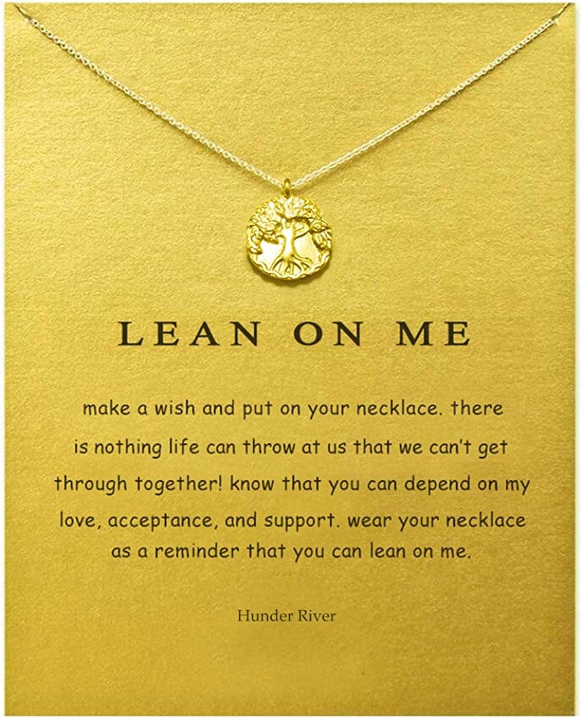 Baydurcan Friendship Anchor Compass Necklace Good Luck Elephant Pendant Chain Necklace with Message Card Gift Card gold tree of life