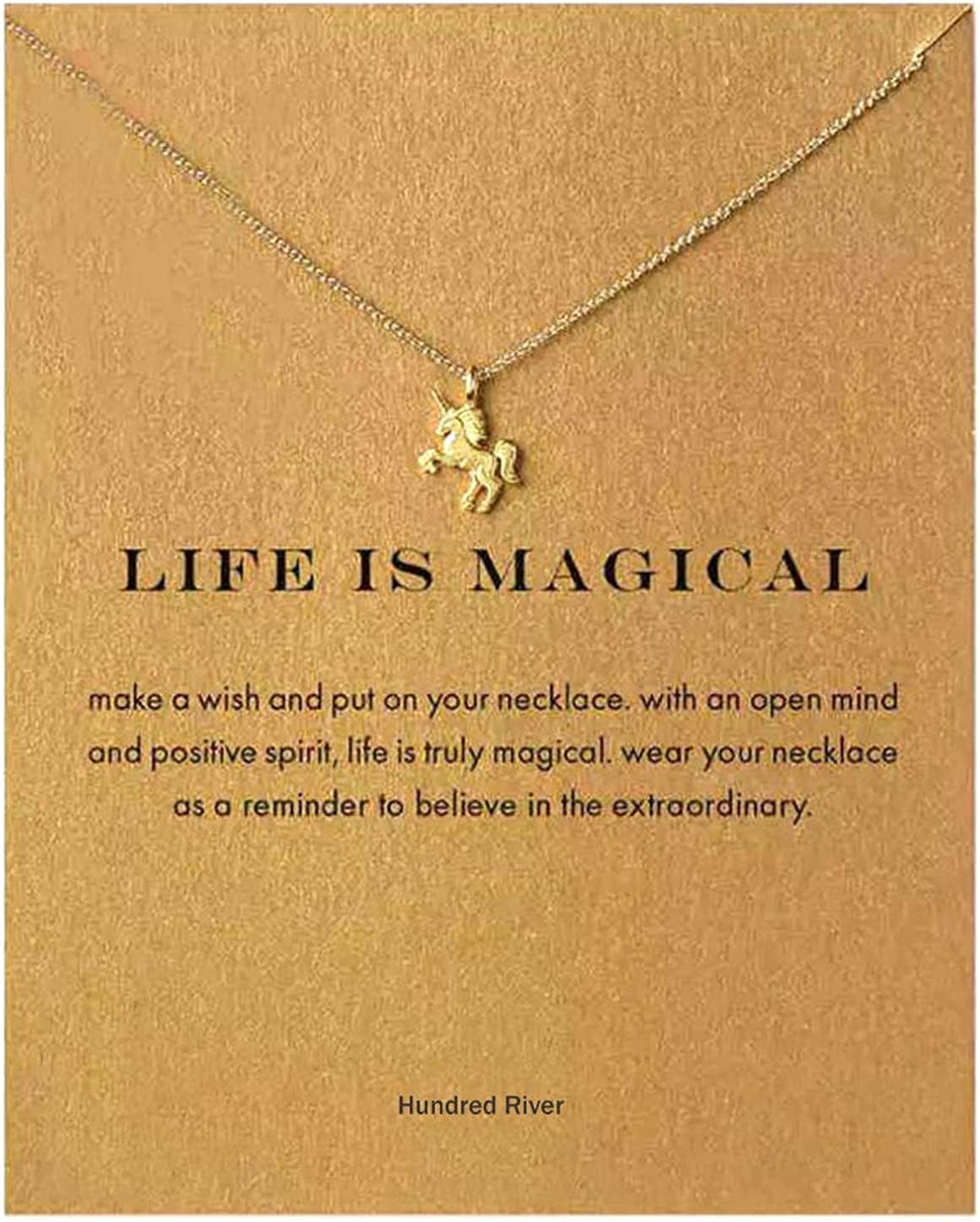 Baydurcan Friendship Anchor Compass Necklace Good Luck Elephant Pendant Chain Necklace with Message Card Gift Card gold unicorn