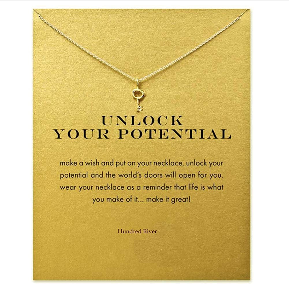 Baydurcan Friendship Anchor Compass Necklace Good Luck Elephant Pendant Chain Necklace with Message Card Gift Card gold key