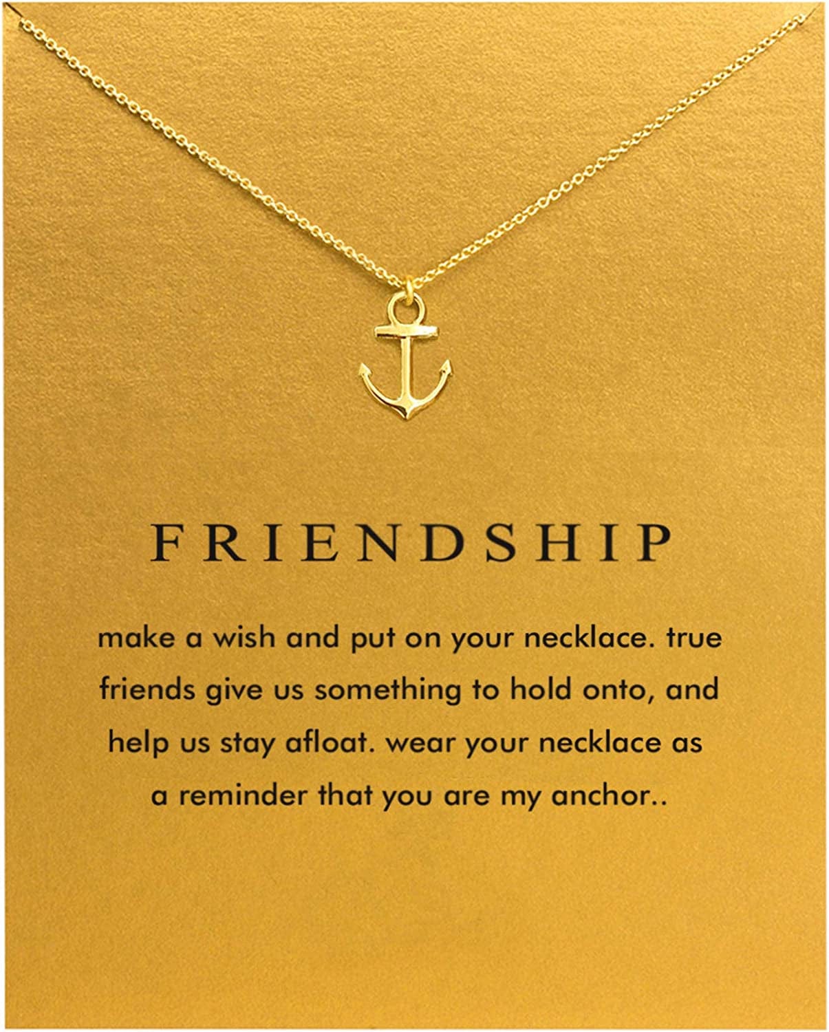 Baydurcan Friendship Anchor Compass Necklace Good Luck Elephant Pendant Chain Necklace with Message Card Gift Card gold anchor 2