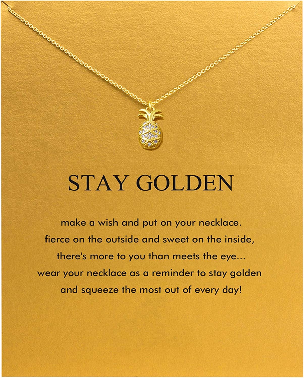 Baydurcan Friendship Anchor Compass Necklace Good Luck Elephant Pendant Chain Necklace with Message Card Gift Card gold pineapple 2