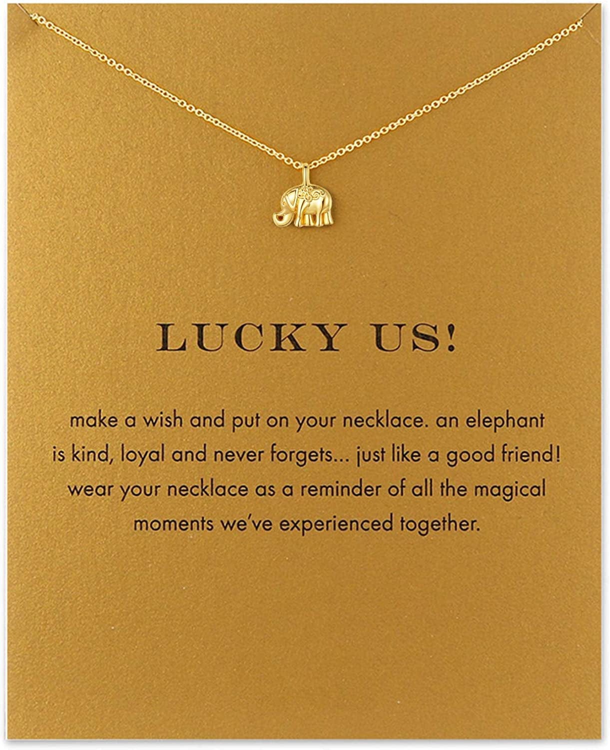 Baydurcan Friendship Anchor Compass Necklace Good Luck Elephant Pendant Chain Necklace with Message Card Gift Card gold elephant