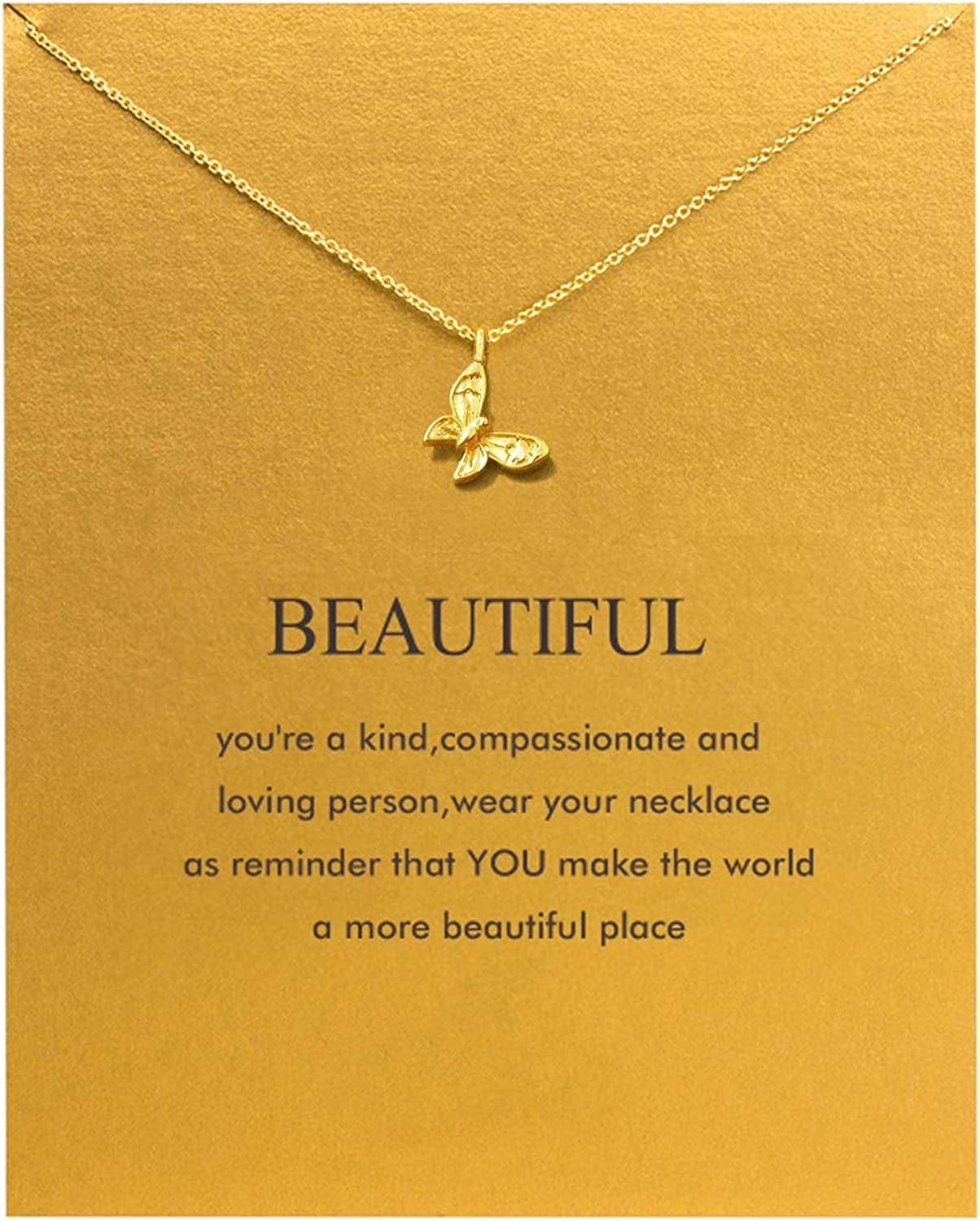 Baydurcan Friendship Anchor Compass Necklace Good Luck Elephant Pendant Chain Necklace with Message Card Gift Card Gold Butterfly