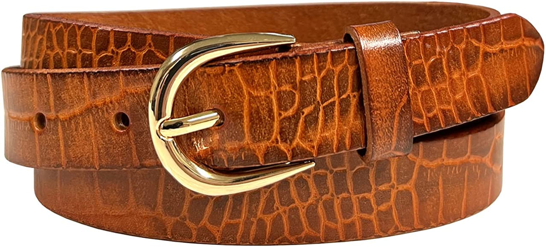 Women'S Dress Belt Casual Fashion Waist Skinny Belt 1"(25Mm) Wide, Multi-Style Options Apparel & Accessories > Clothing Accessories > Belts Belts.com Style 1 - Premium Leather Alligator Tan 34