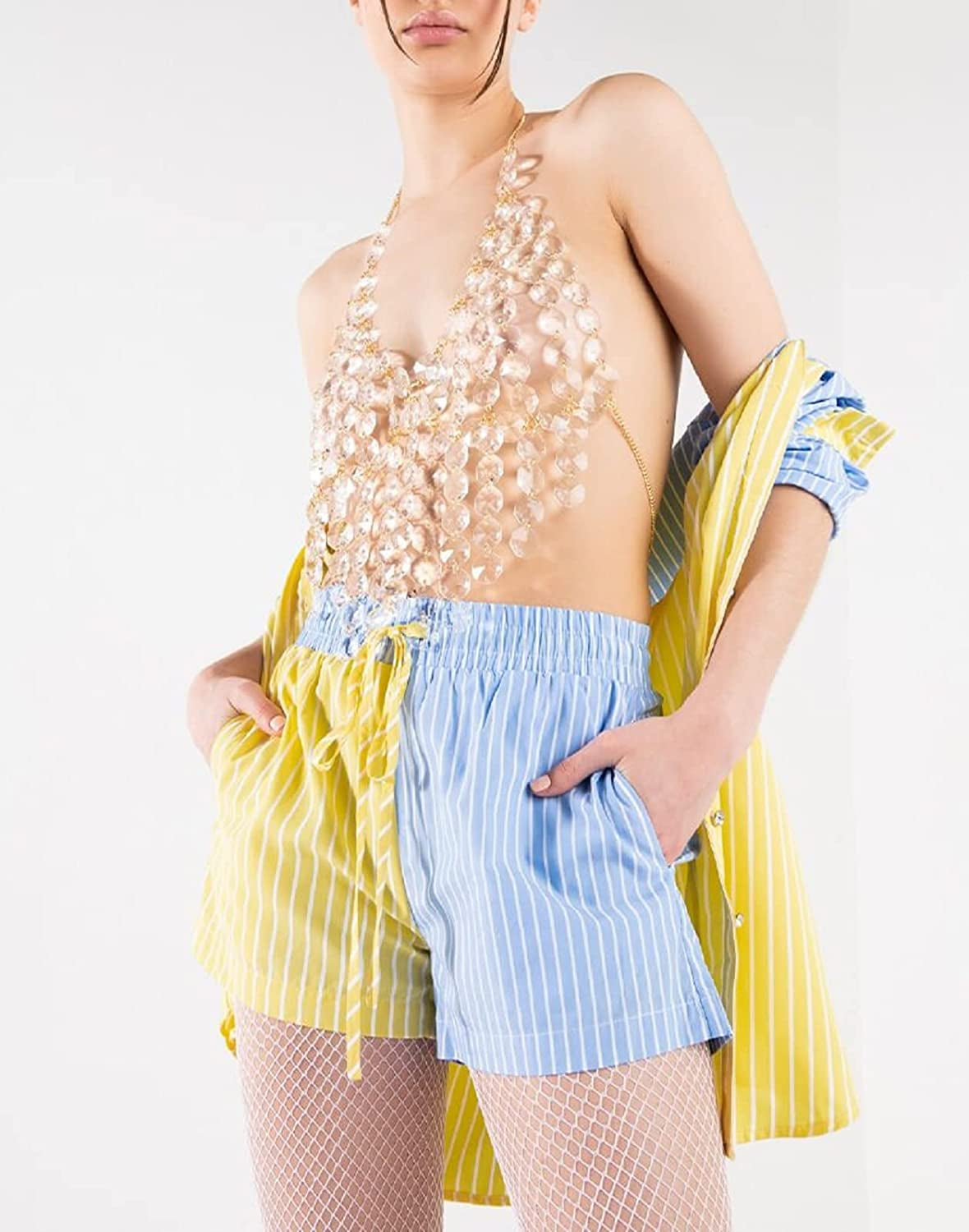 Ccbodily Crystal Body Chain Bra - Womens Fashion Handmade Body Harness Bra Jewelry Accessories for Party Rave Apparel & Accessories > Jewelry > Body Jewelry CCbodily