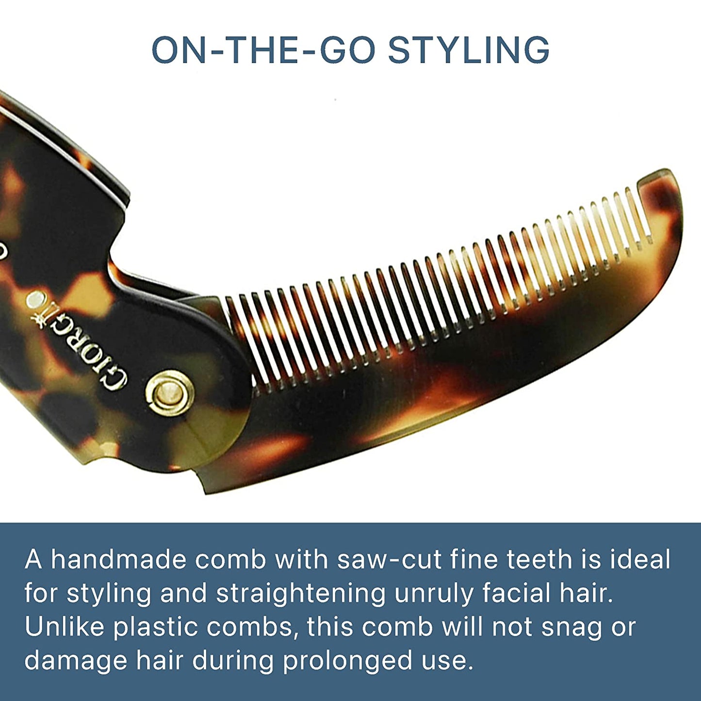 Giorgio G87 4.5 Inch Folding Mustache Comb and Beard Comb, Small Pocket Comb for Men Everyday Grooming and Hair Care. Handmade, Saw-Cut and Hand Polished Styling Men'S Folding Comb. Tokyo Health & Beauty > Personal Care > Hair Care GIORGIO