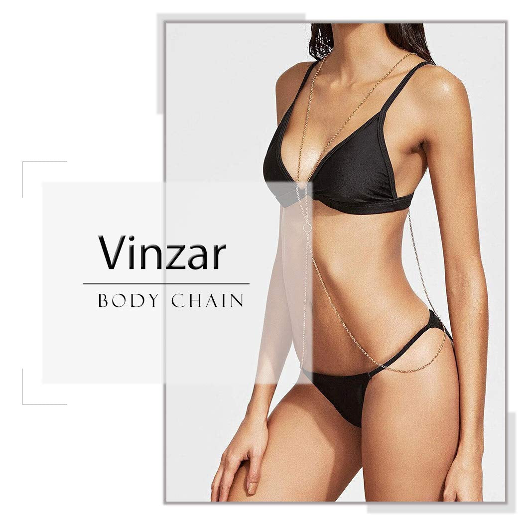 Vinzar Boho Body Chain Gold Tassel Belly Chain Fashion Sexy Charms Waist Chain Beach Summer Bikini Chains Body Jewelry for Women Apparel & Accessories > Jewelry > Body Jewelry Vinzar