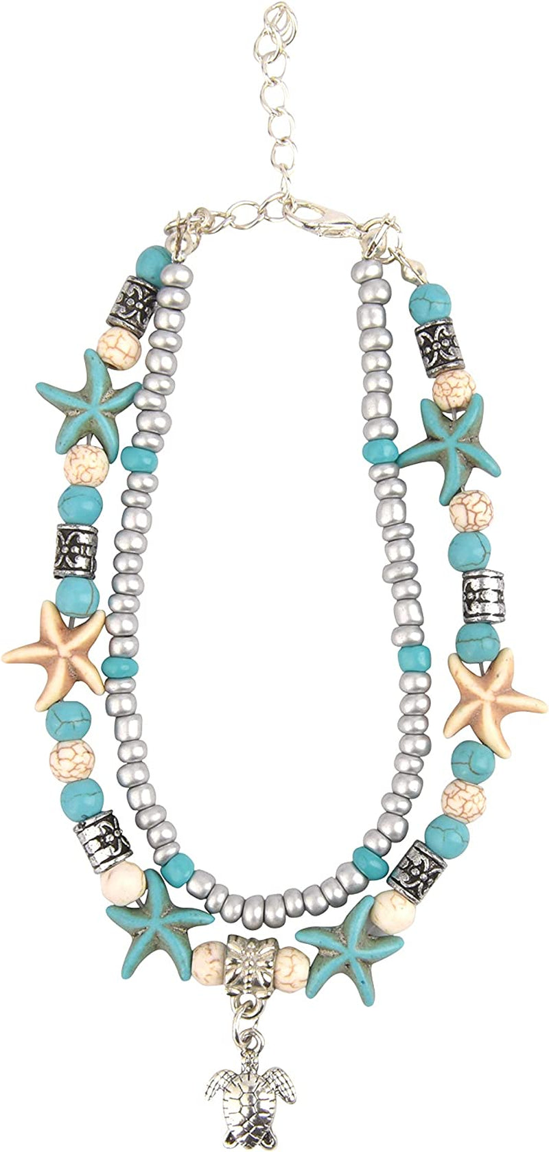 Believe London Natural Shell Necklace Bracelet Anklet Choker Seashell Women Men Statement Adjustable Beads Wakiki Beach Sea Shell Pendant Turtle Girls Cord Collar Set Hawaiian Jewelry Apparel & Accessories > Jewelry > Anklets Believe London Turtle Anklet
