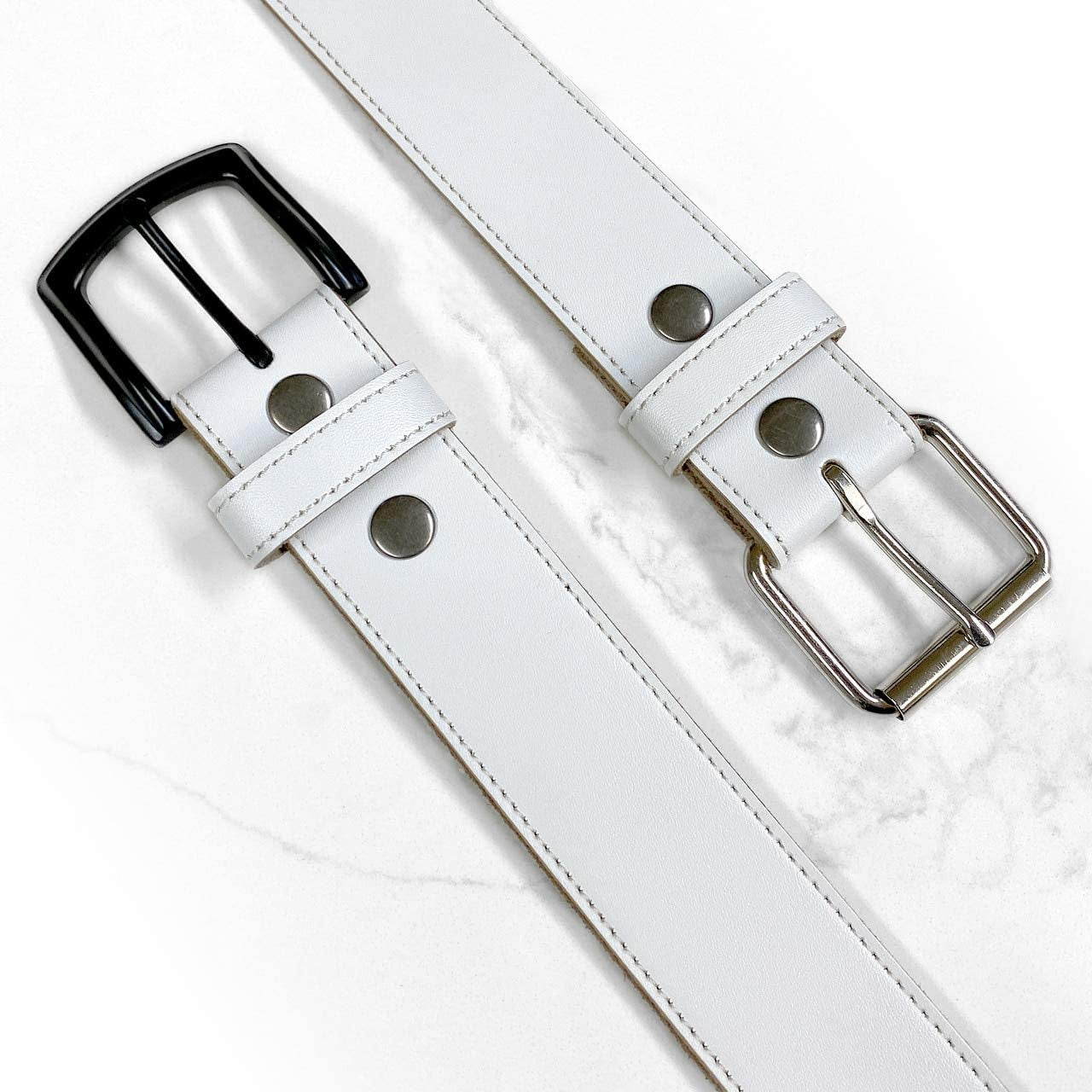 White Belt Cowhide Leather Replacement Casual Belt Strap 1-1/2"(38Mm) Wide, Multi-Style Options Apparel & Accessories > Clothing Accessories > Belts Belts.com