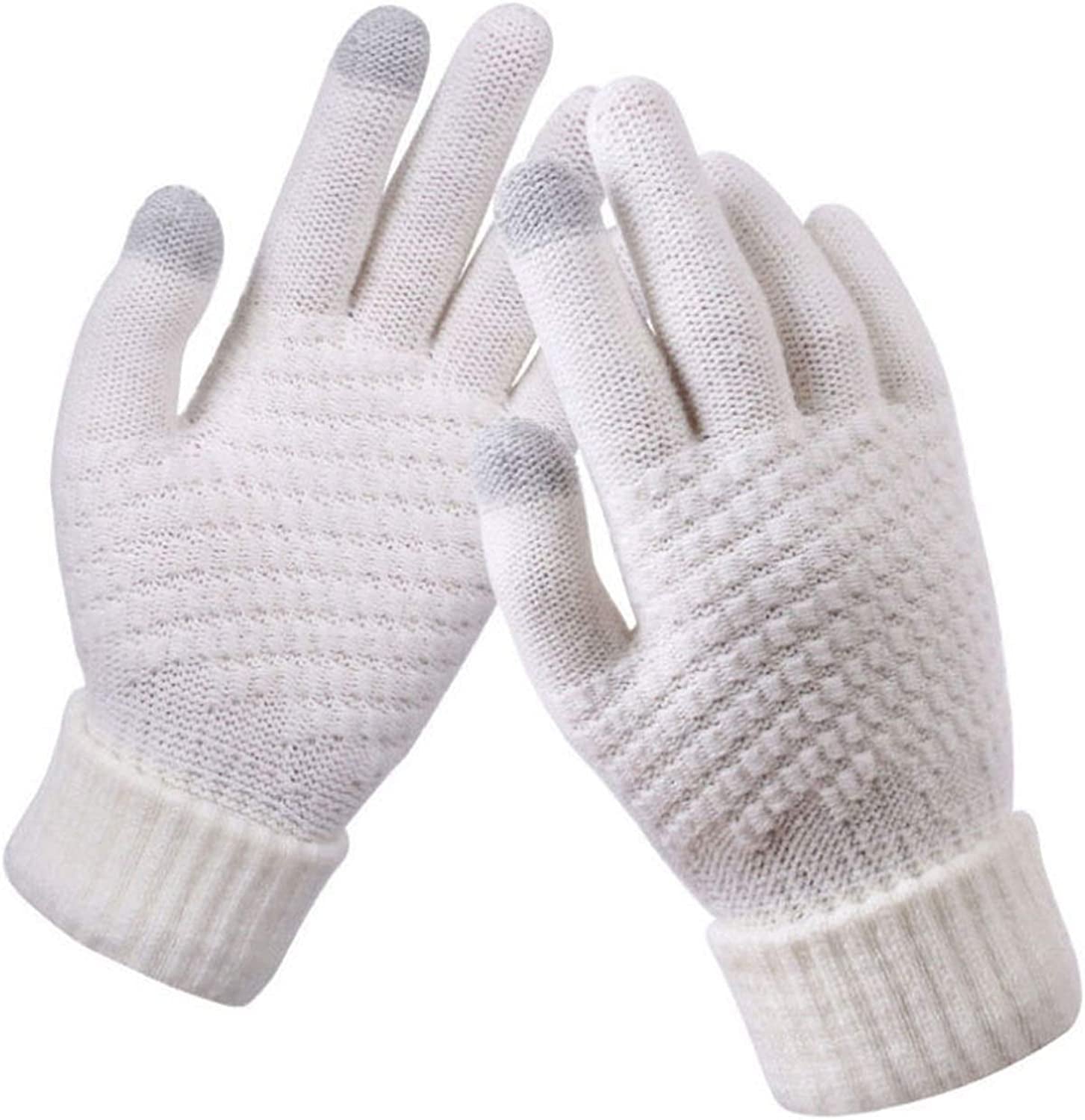Eseres Winter Touchscreen Gloves Unisex Knitted Warm Gloves for Men Women Touch Screen Stretchy Mitten Haling Hands Apparel & Accessories > Clothing Accessories > Gloves & Mittens Eseres White
