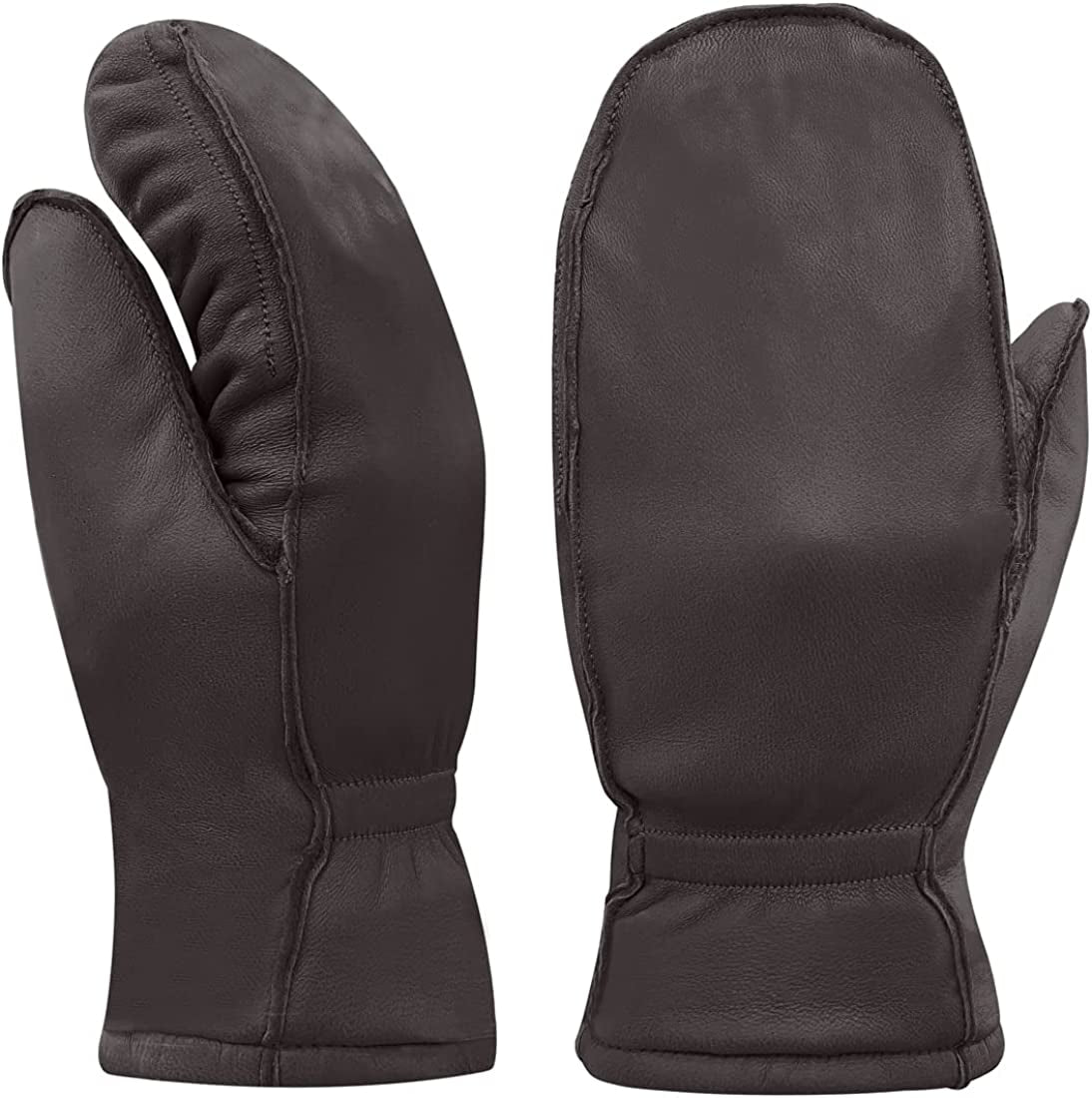 Harssidanzar Womens and Kids Lambskin Leather Winter Mittens Thermolite Lined with Finger Liners Apparel & Accessories > Clothing Accessories > Gloves & Mittens KYLIE MAX Brown(mittens) Large