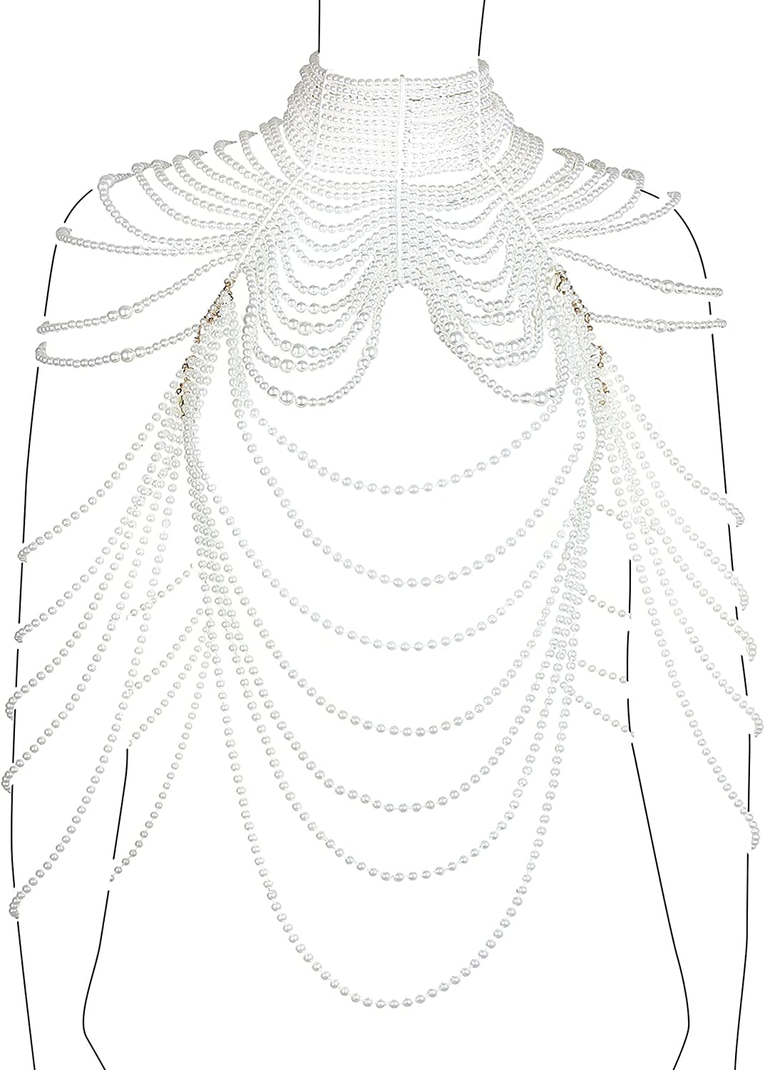 Pearl Body Chain Jewelry for Women - Fashion Handmade Pearl Body Chain Shoulder Necklace Bra Apparel & Accessories > Jewelry > Body Jewelry Maijiao Style 8-White