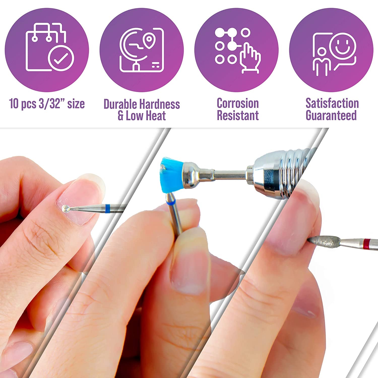 Elle Breeze 10 Pcs Diamond Nail Drill Bits Set for Acrylic Nail Professional Cuticle Drill Bit Manicure Tool for Home Salon Spa Health & Beauty > Personal Care > Cosmetics > Cosmetic Tools > Nail Tools Elle Breeze