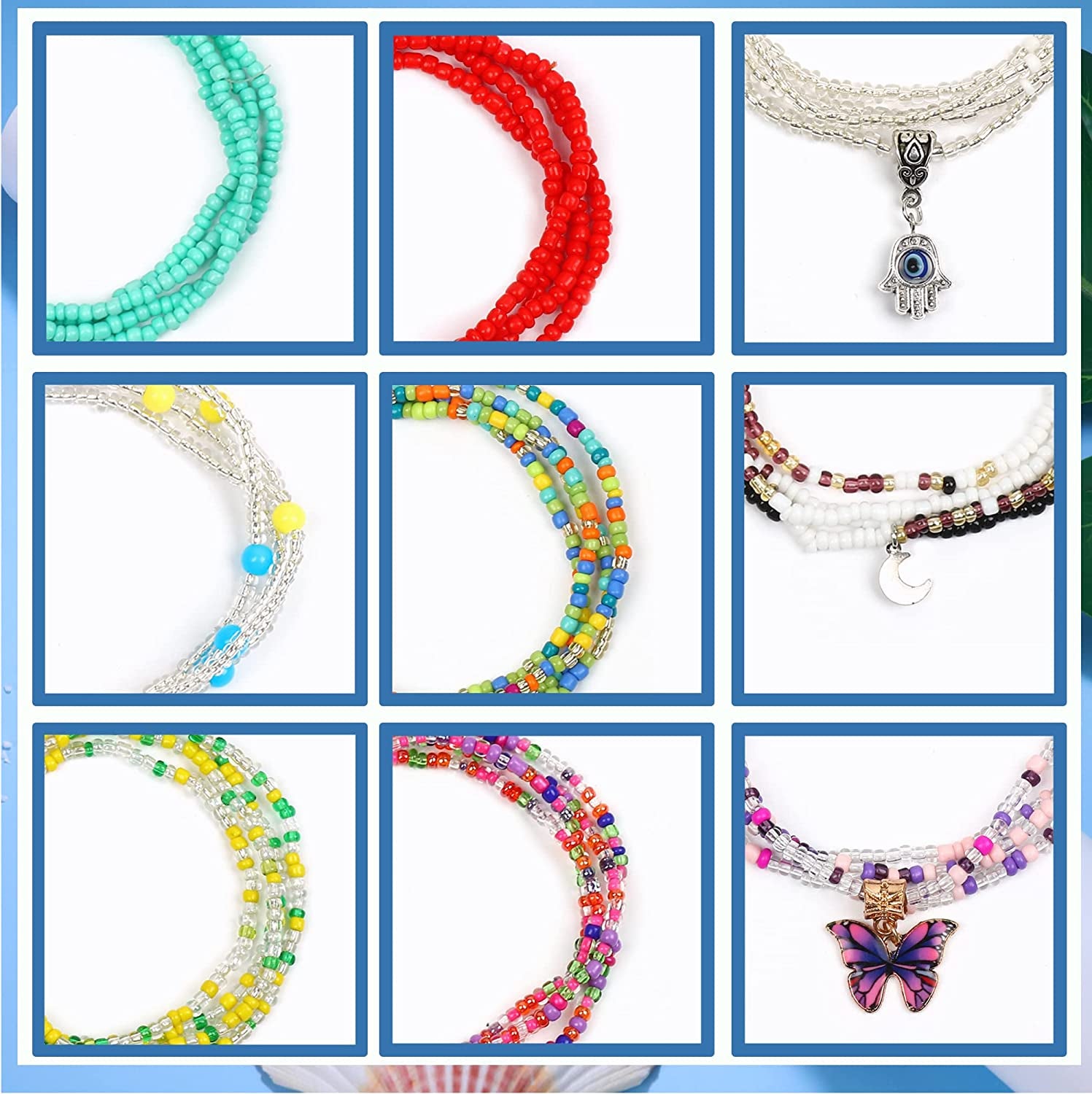 Sanfenly 24Pcs Waist Beads for Women Colorful African Elastic Beads plus Size Waist Chains Summer Beach Bikini Layered Waist Jewelry Belly Beads Body Chains Set Apparel & Accessories > Jewelry > Body Jewelry Sanfenly