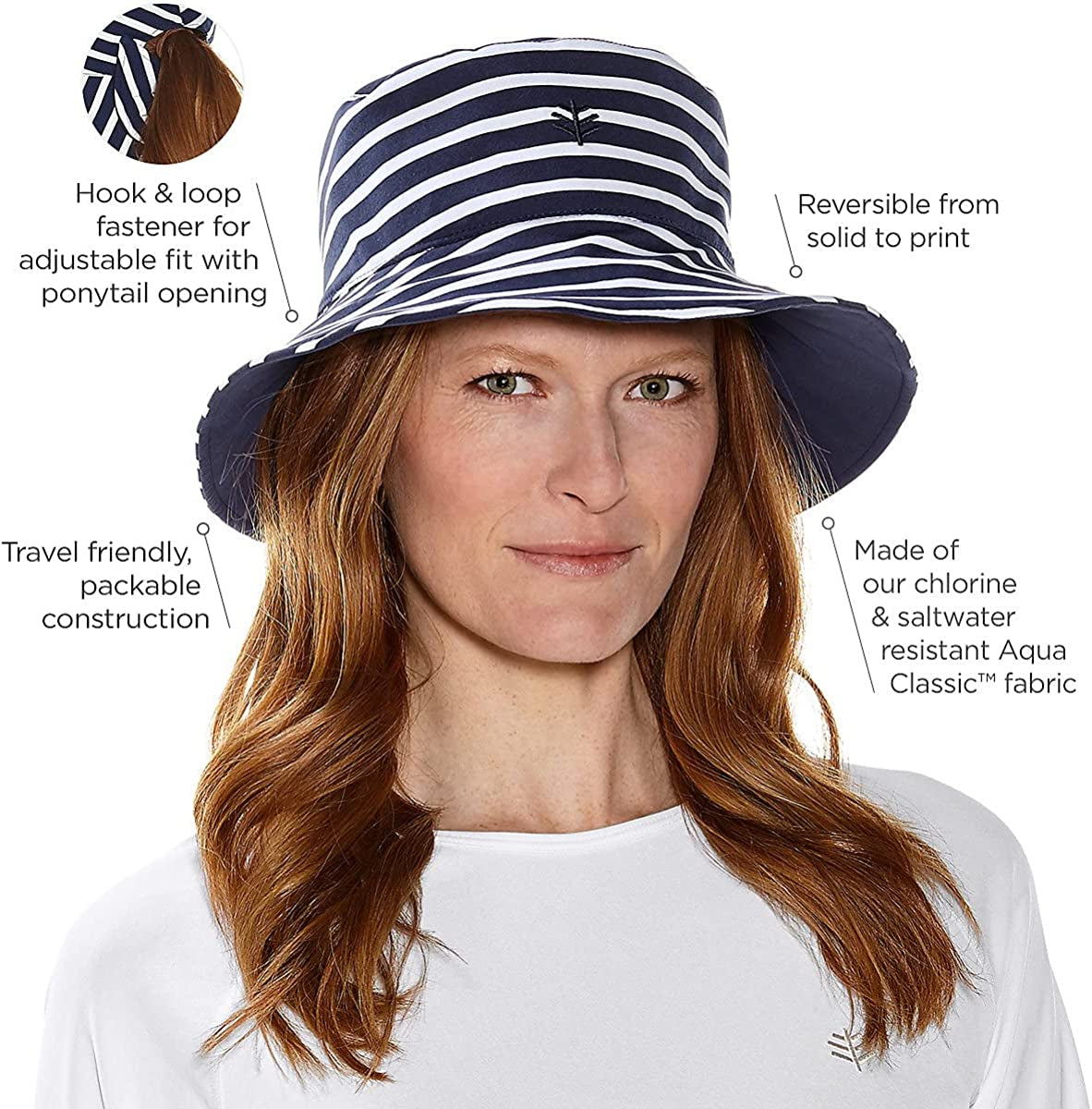 Coolibar UPF 50+ Women'S Ariel Reversible Pool Hat - Sun Protective Apparel & Accessories > Clothing Accessories > Hats Coolibar