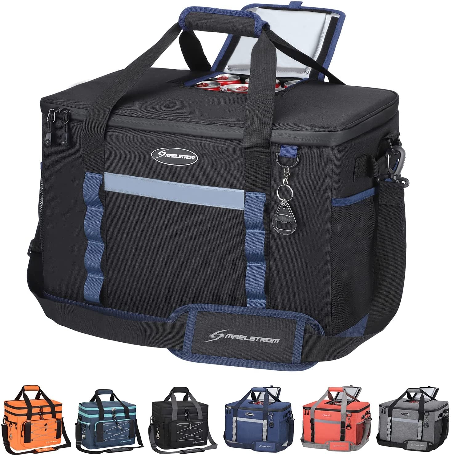 Maelstrom Soft Cooler Bag,Collapsible Soft Sided Cooler,30/60/75 Cans Beach Cooler,Ice Chest,Large Leakproof Camping Cooler,Portable Travel Cooler for Grocery Shopping,Camping,Kayaking,Road Trips Apparel & Accessories > Jewelry > Anklets Maelstrom 75 Can Black 75 Can