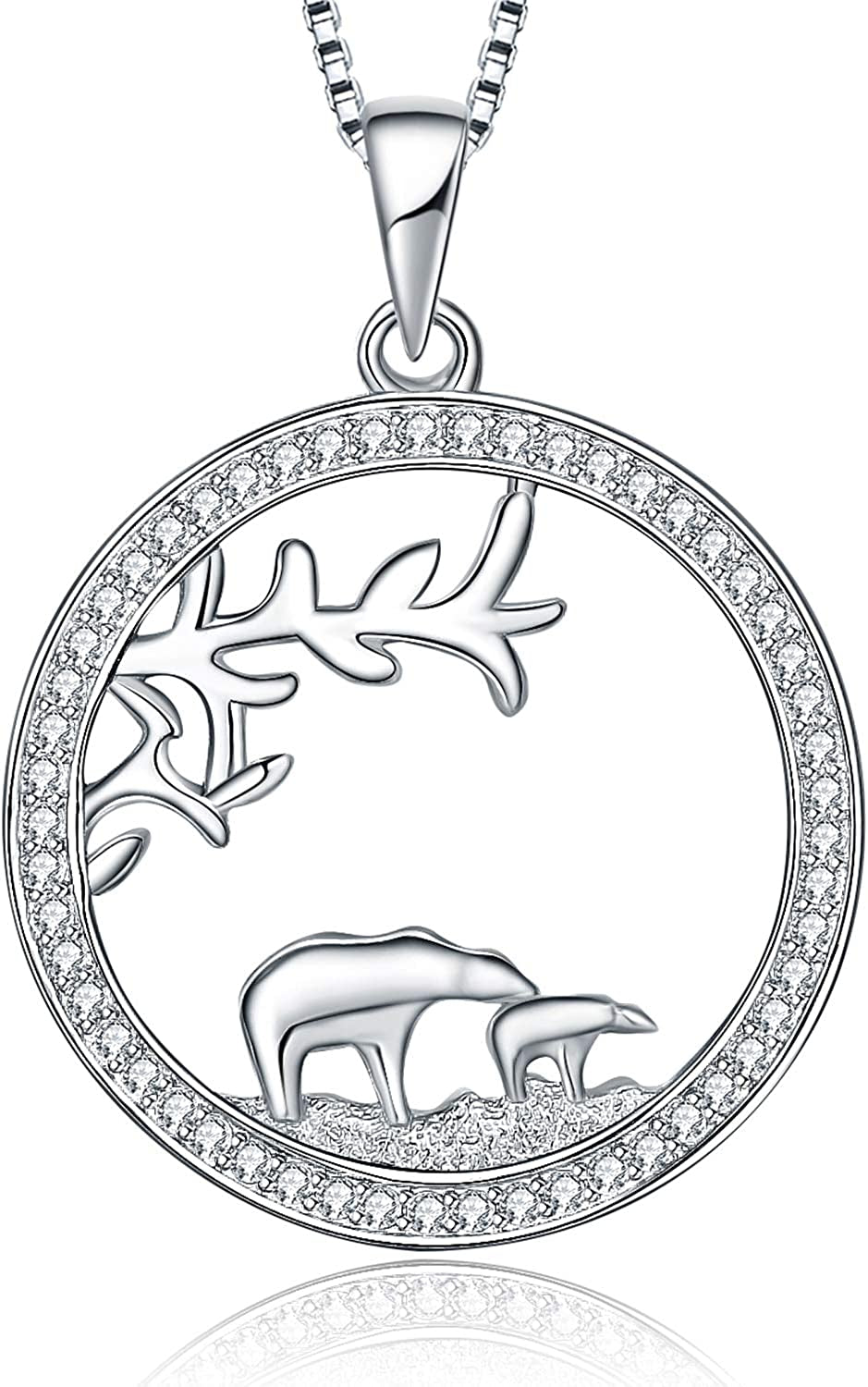 MUATOGIML 925 Sterling Silver Mom Necklace Love Heart Pendant Mama Bear Panda Elephant Sloth Animal Necklaces Mother Son Daughter Jewelry Gifts for Women Mum Family Apparel & Accessories > Jewelry > Anklets MUATOGIML JEWELRY Tree of life