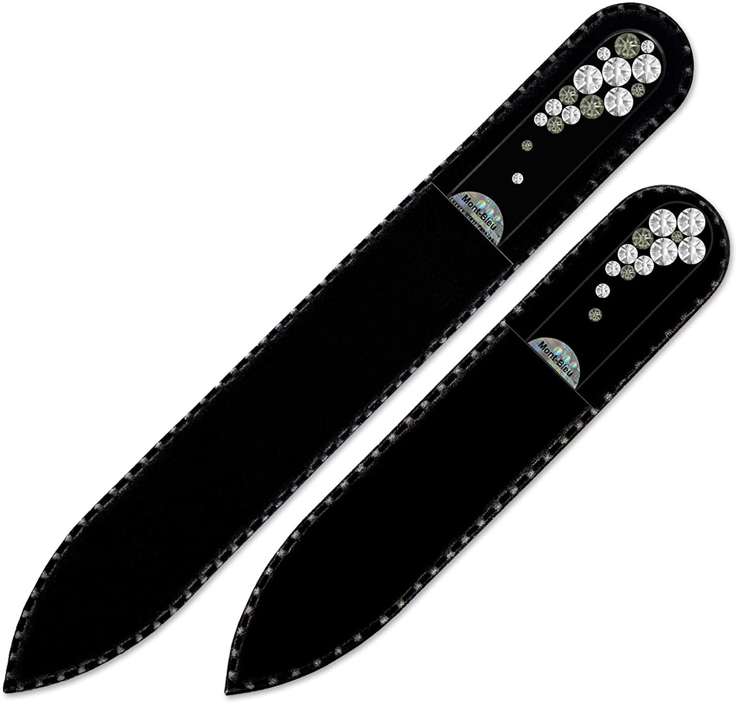 Best Gifts for Women - Mont Bleu Set of 2 Glass Nail Files Hand Decorated with Crystals - Handmade Gifts - Nail Filer Kit - Excellent Nail Filing Tools - Washable Nail Files Health & Beauty > Personal Care > Cosmetics > Cosmetic Tools > Nail Tools Mont Bleu