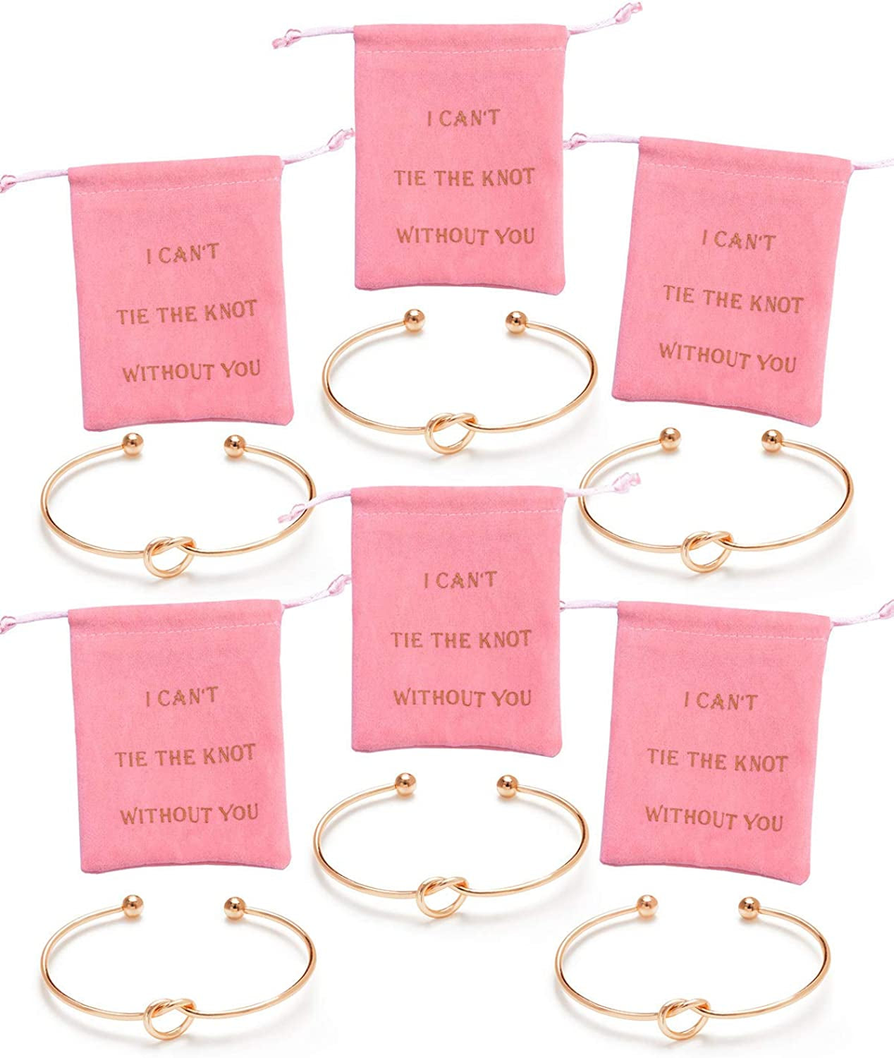 CHICNOW I Can'T Tie the Knot without You Bridesmaid Gift Cards Bridesmaid Bracelets Silver Tone- Set of 4,5,6 Apparel & Accessories > Jewelry > Bracelets Chicnow B. Rose Gold Tone-C 6 Sets