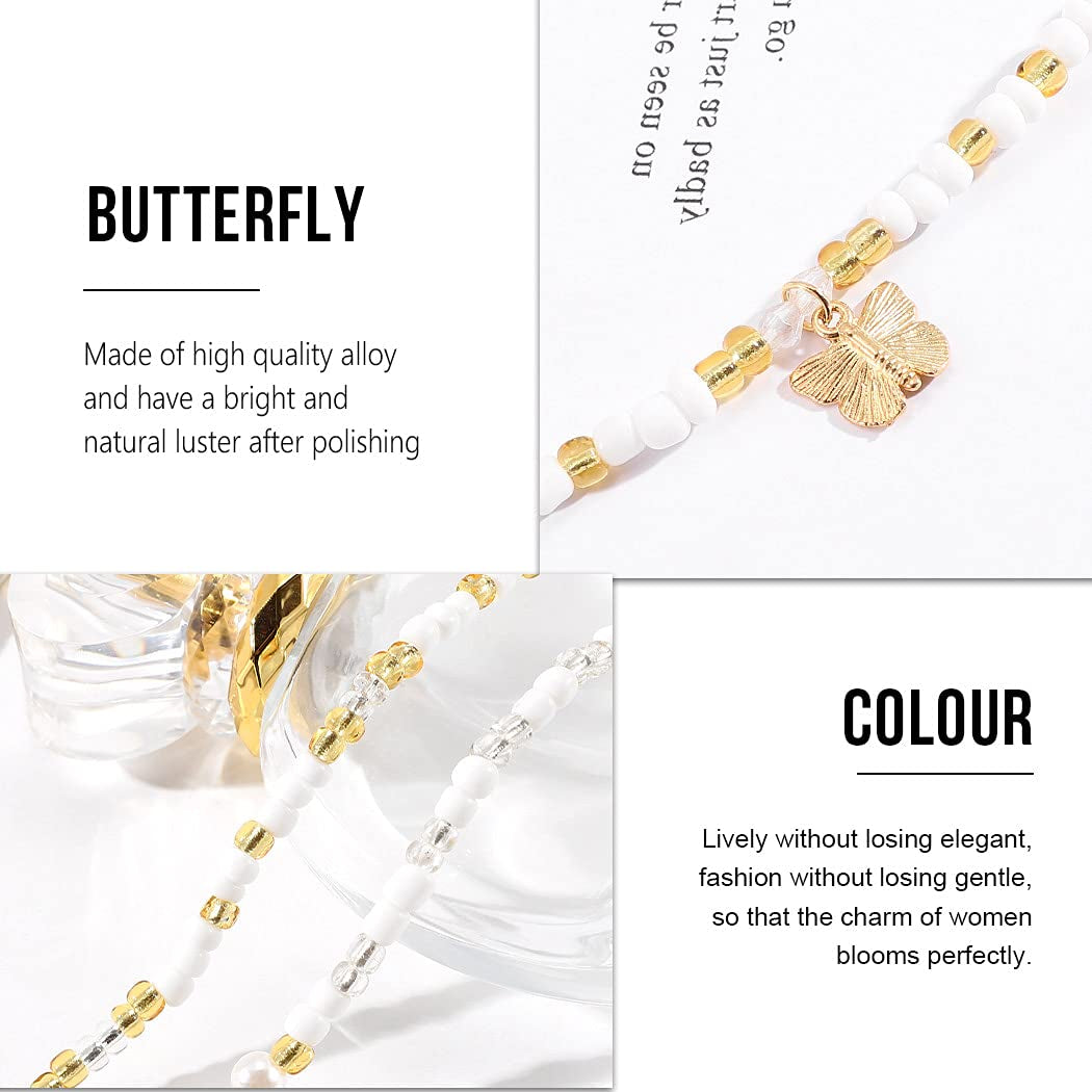 Cosydays Butterfly Waist Bead Belly Chain Gold Seashell Body Beads African Jewelry Elastic Beaded Bikini Chain for Women and Girls Apparel & Accessories > Jewelry > Body Jewelry COSYDAYS
