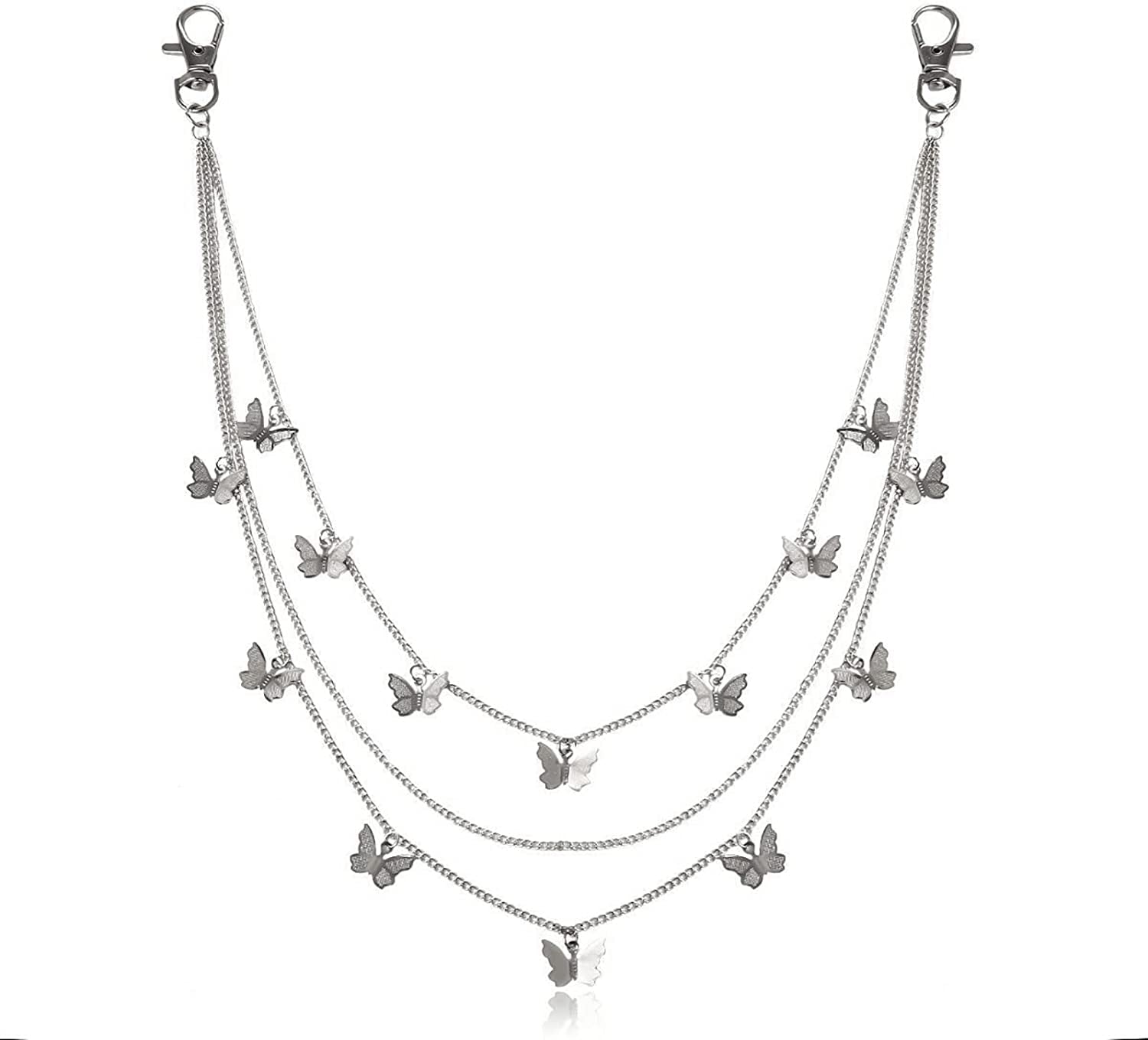 CSIYANJRY99 Pants Chain Wallet Chain Punk Chain Hip Hop Butterfly Lock Charm Jeans Chains Rock Chains for Women Men Hipster Women Fashion Trendy Waist Pants Chain Jewelry Clothing Accessories Apparel & Accessories > Jewelry > Body Jewelry CSIYANJRY99 C- butterfly