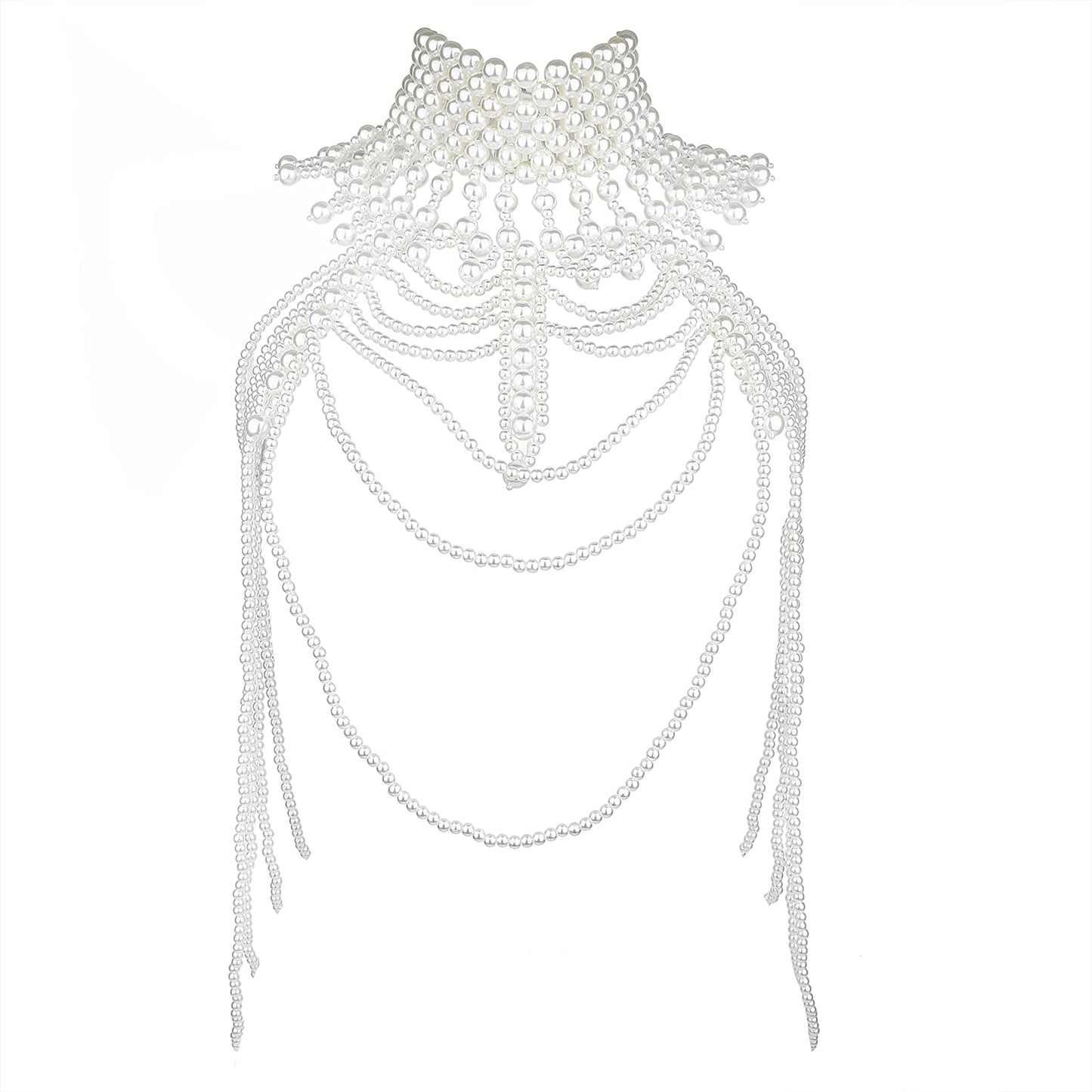 BELLULULU Women'S Pearl Body Chain Bra Sexy Bikini Body Chain-Shoulder Necklace Paris Fashion Body Chain Jewelry Show Apparel & Accessories > Jewelry > Body Jewelry BELLALULU Pearl-A