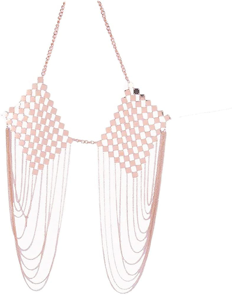 Women'S Body Belly Chain Silver Bra Jewelry Sexy Necklace Bikini for Beach Party Apparel & Accessories > Jewelry > Body Jewelry Ytzada Gold 03