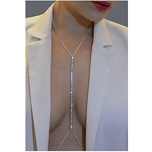 Blindery Sexy Body Chains Silver Rhinestone Belly Waist Chain Beach Body Jewelry Party Body Accessory for Women and Girls Apparel & Accessories > Jewelry > Body Jewelry Blindery Silver