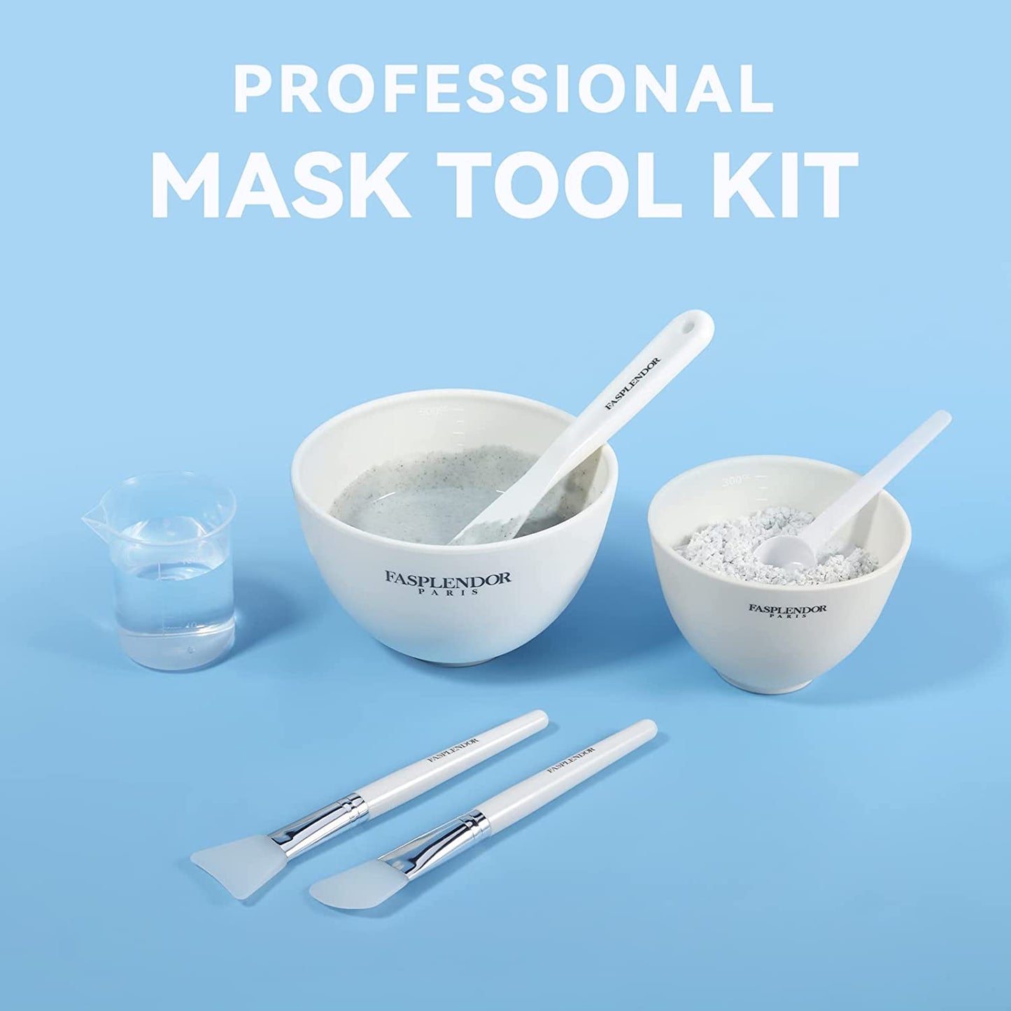Face Mask Mixing Bowl Set with Silicone Face Mask Brush Applicator, Facial Mask Bowls, Mask Spatula, Measuring Scoop + Cup, Clear Toiletry Bag, 8 in 1 SPA Quality Face Mask Tool Kit for DIY Clay Mask Health & Beauty > Personal Care > Cosmetics > Cosmetic Tools > Skin Care Tools FASPLENDOR
