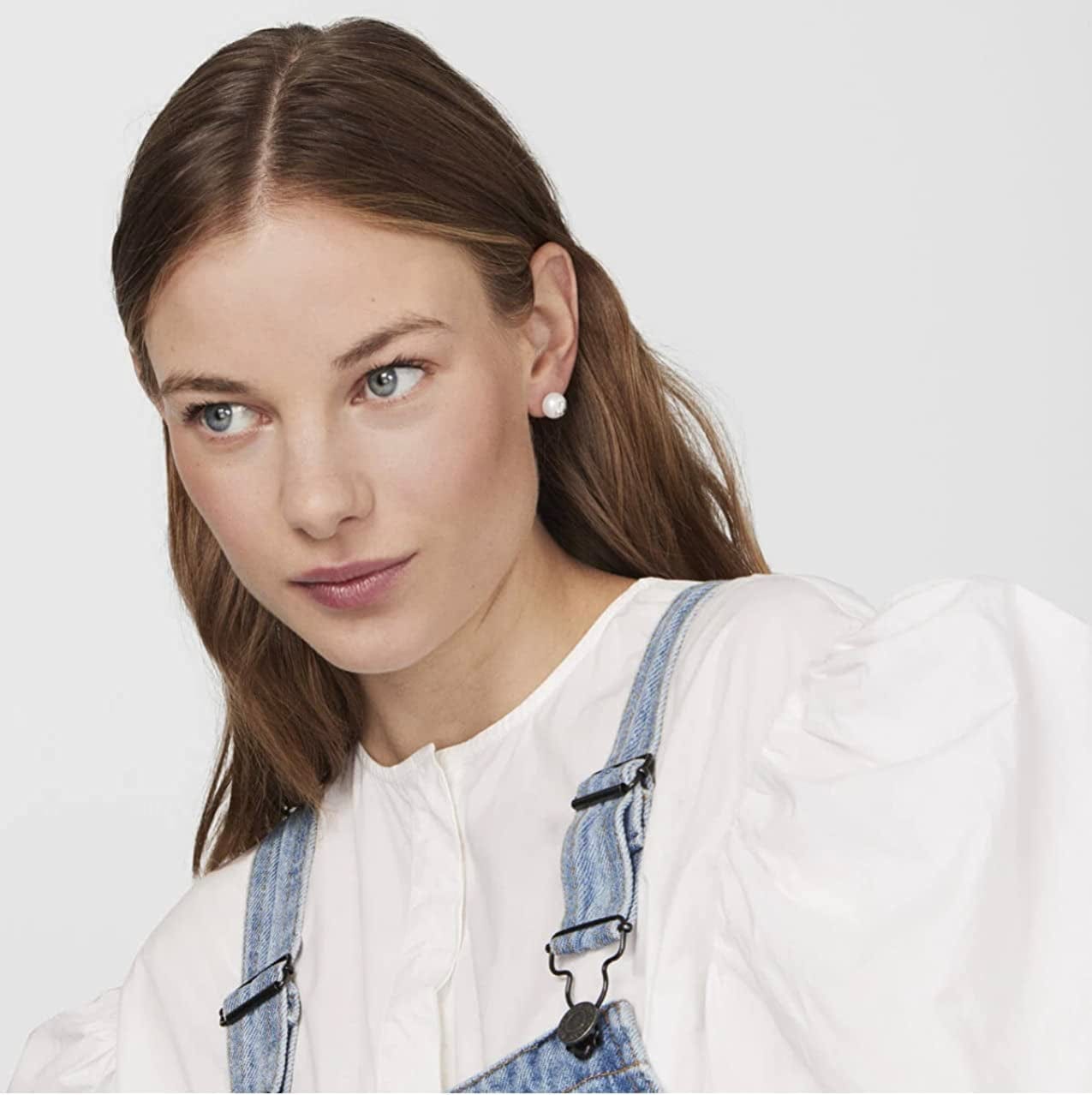 Bear 925 Silver Stud Earrings with White Freshwater Cultured Pearls