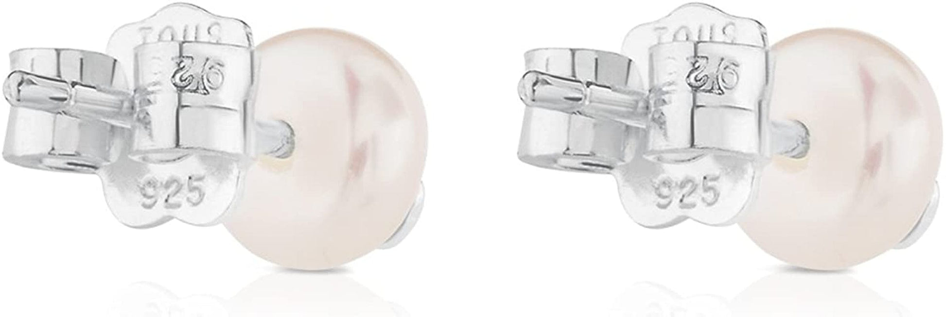 Bear 925 Silver Stud Earrings with White Freshwater Cultured Pearls