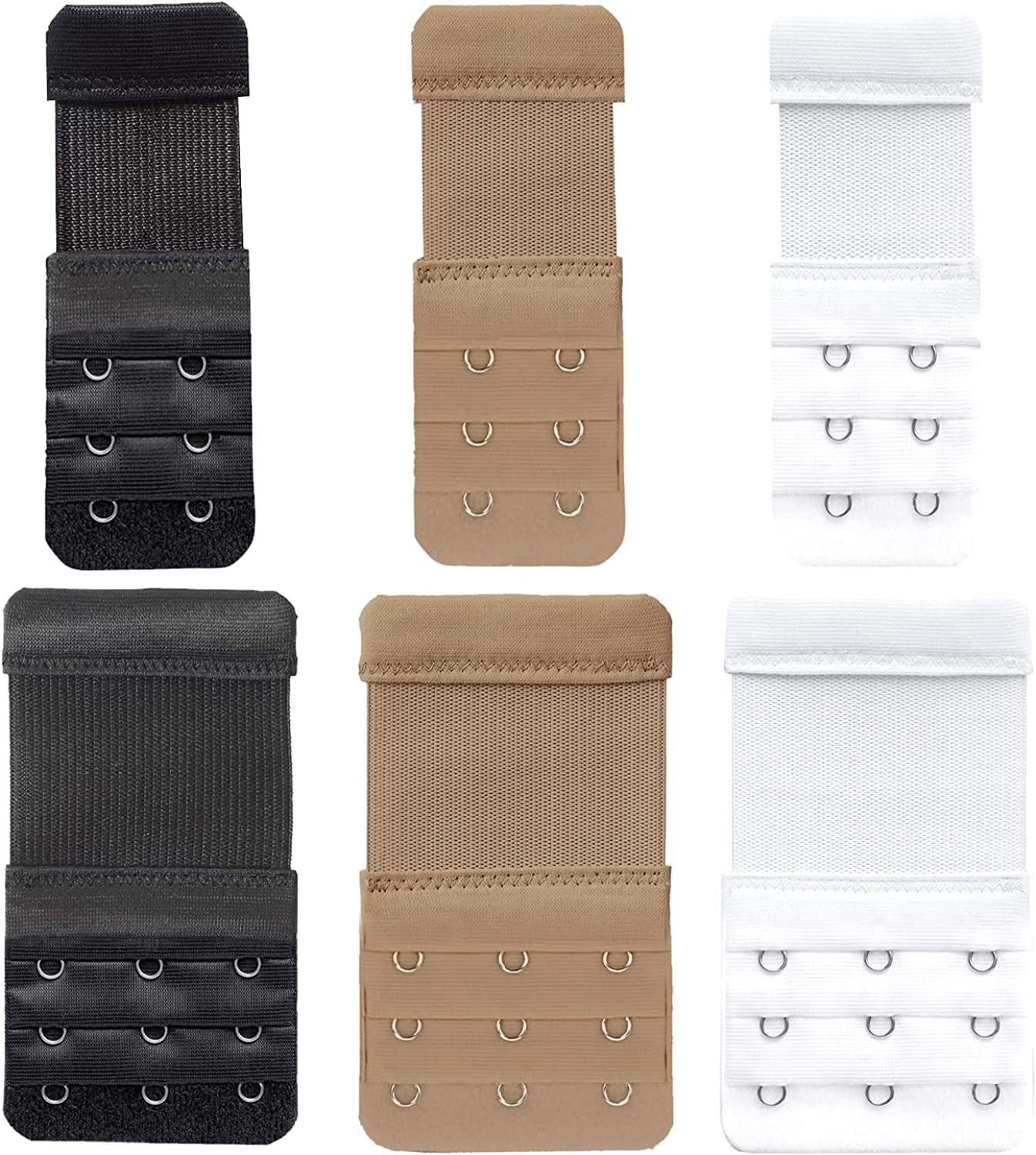 Beautiful and Comfortable Women'S Bra Extenders 3 Hook / 2 Hook Comfortable Stretchy Bra Extension Strap, Universal Colors B (2hook 1/2inch)&(3hook 3/4inch)6-pcs