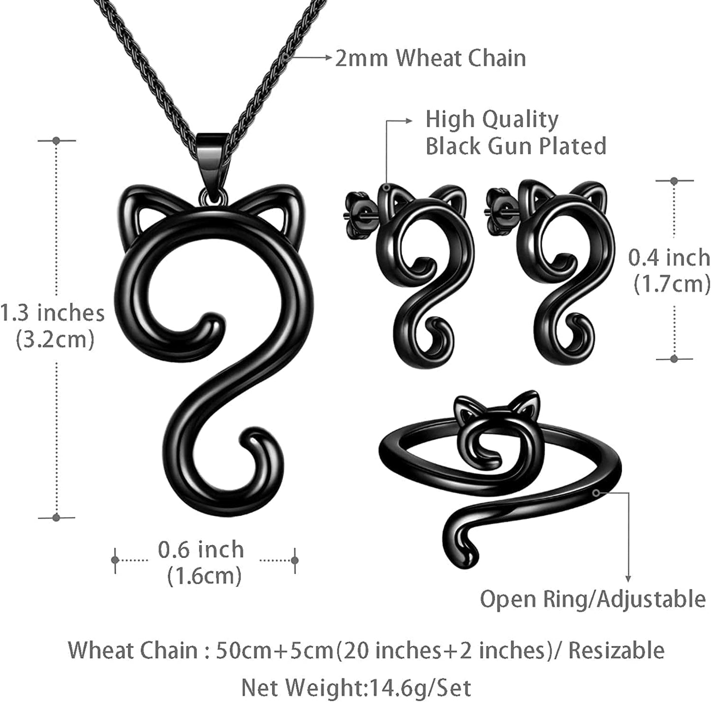 Beautlace Cute Cat Adjustable Rings 18K Gold/Silver/Black Gun Plated Lovely Cats Animals Open Ring Jewelry for Women KR0029