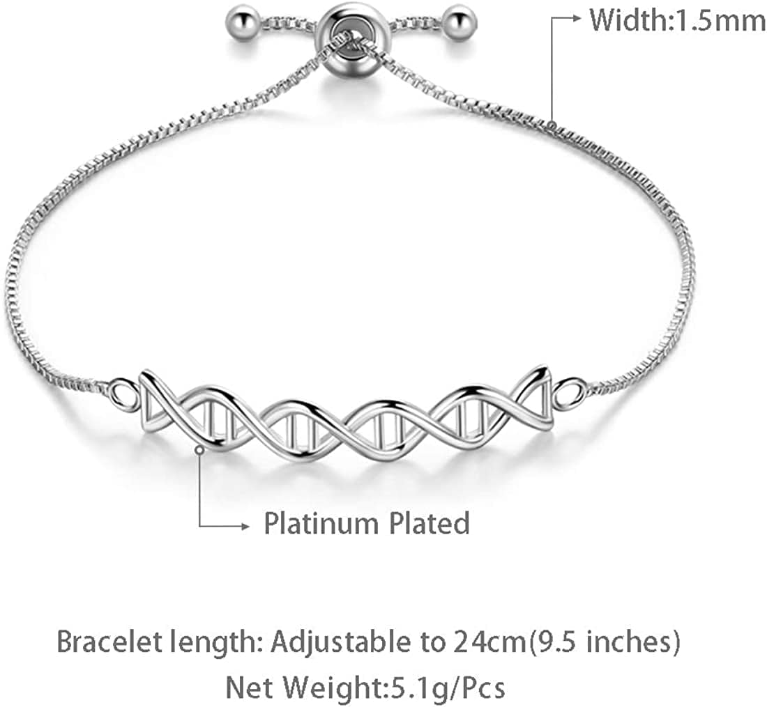 Beautlace DNA Double Helix Chemistry Science Molecule Biology Necklace and Earrings Jewelry Set Silver/18K Gold/Black Gun Plated Jewelry for Women and Girls